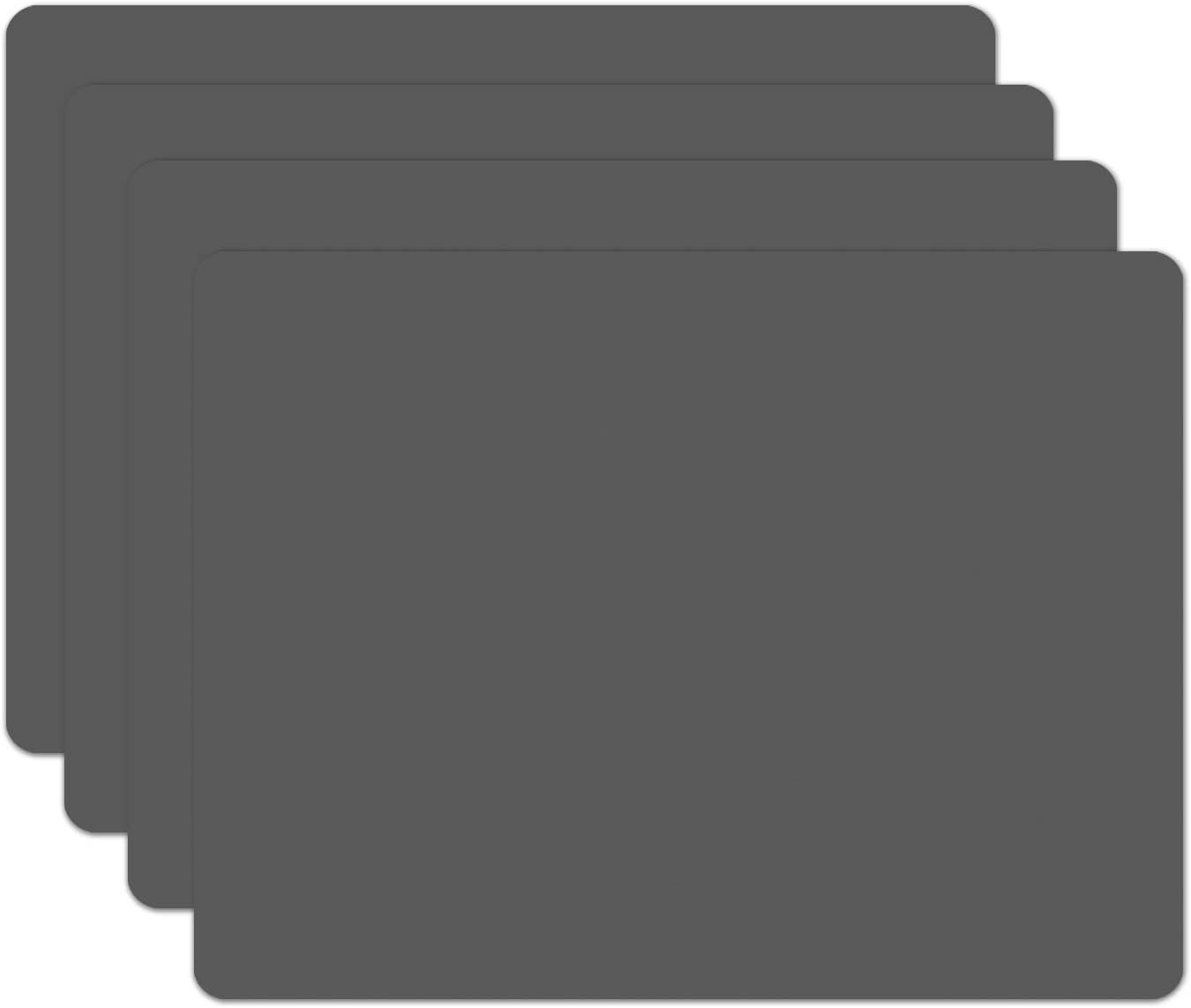 Silicone Placemats, Food-Grade Non-Slip Waterproof, Dining, Stain Resistant, Countertop Protector, Kitchen Counter Mat, Heat Resistant, Baking mat Dishwasher Safe (15.7×11.8Inch-4pack, Gray)