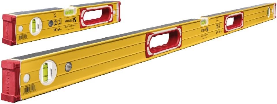 STABILA Type 196 Heavy Duty Level Set, 48 and 16 Inch, Cat. No. 37816 | Professional construction levels for accurate measuring and leveling work, catalog number 37816