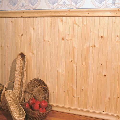 Beaded Knotty Pine Wainscot Kit, 18 Linear Feet of Wall Length