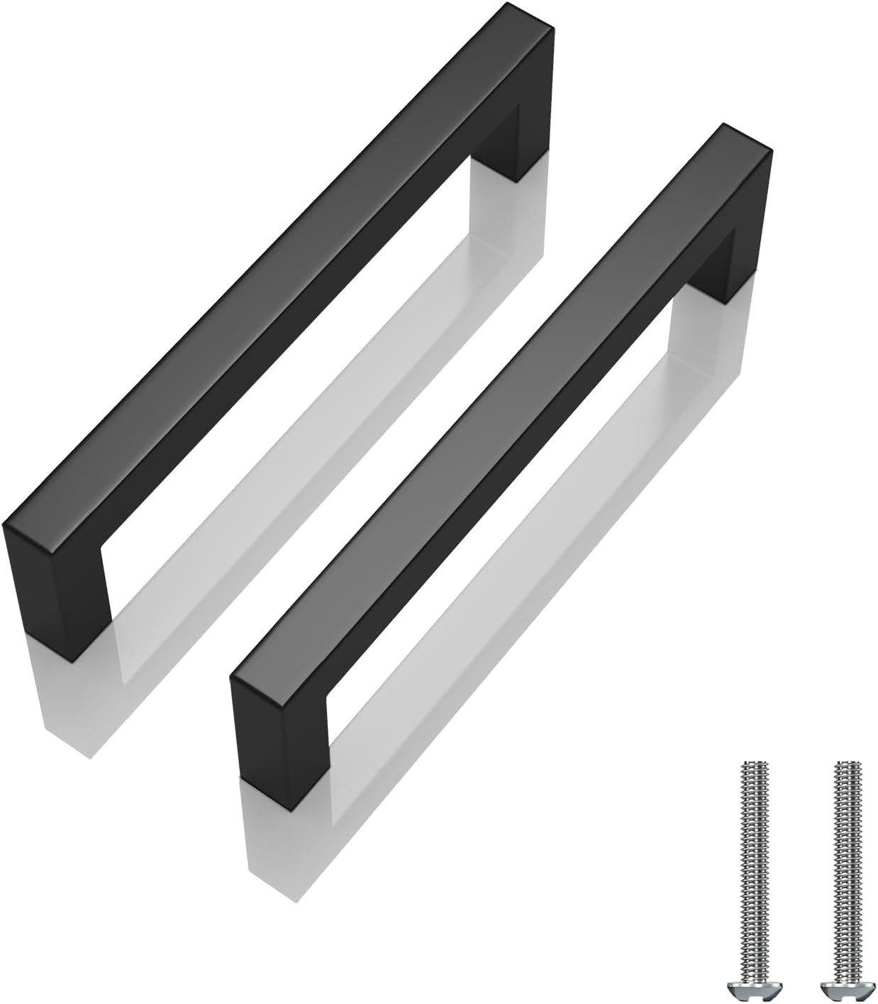 Matte Black 5 Inch Cabinet Handles, 30 Pack Cabinet Pulls | Square Kitchen Cabinet Handles, Included Screws, Easy Install, Stainless Steel, For Bathroom, Bedroom, Cupboard Cabinet