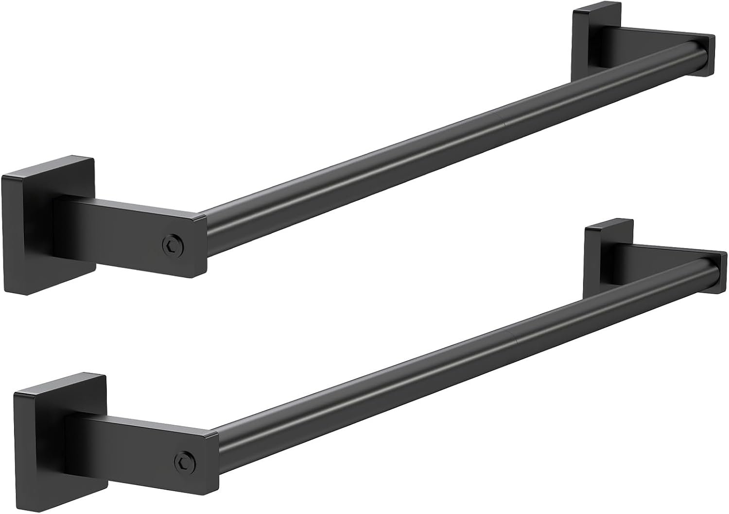 MKO Towel Bar for Bathroom, 24″ 2 Pack Wall Mounted Towel Rack, Black | Hand Towel Holder Rod with Heavy-Duty Stainless Steel for Bathroom Kitchen Hanger, 2 Pack Value