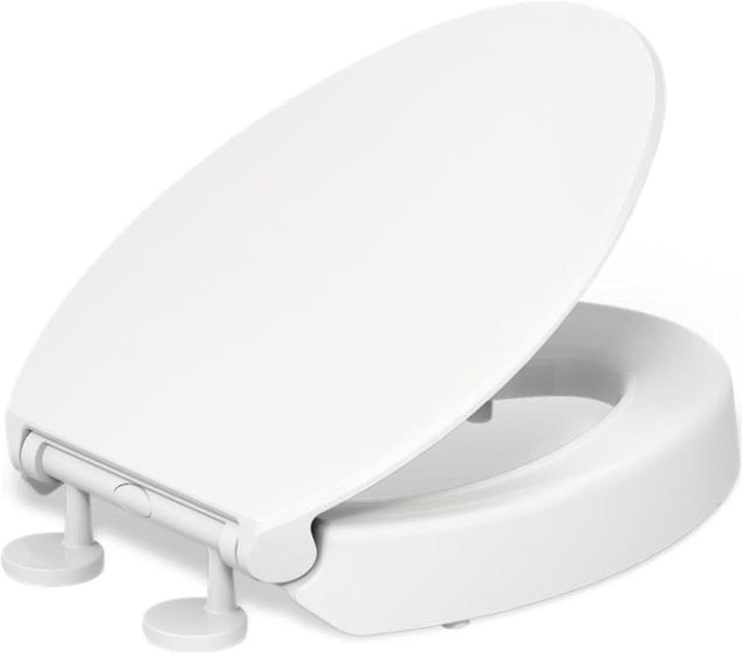 KOHLER Hyten 3″ Height Solft Close Elongated Toilet Seat, White | 25875-0, Elevated Contoured Seat, Grip-Tight Bumpers, Quick-Attach Hardware