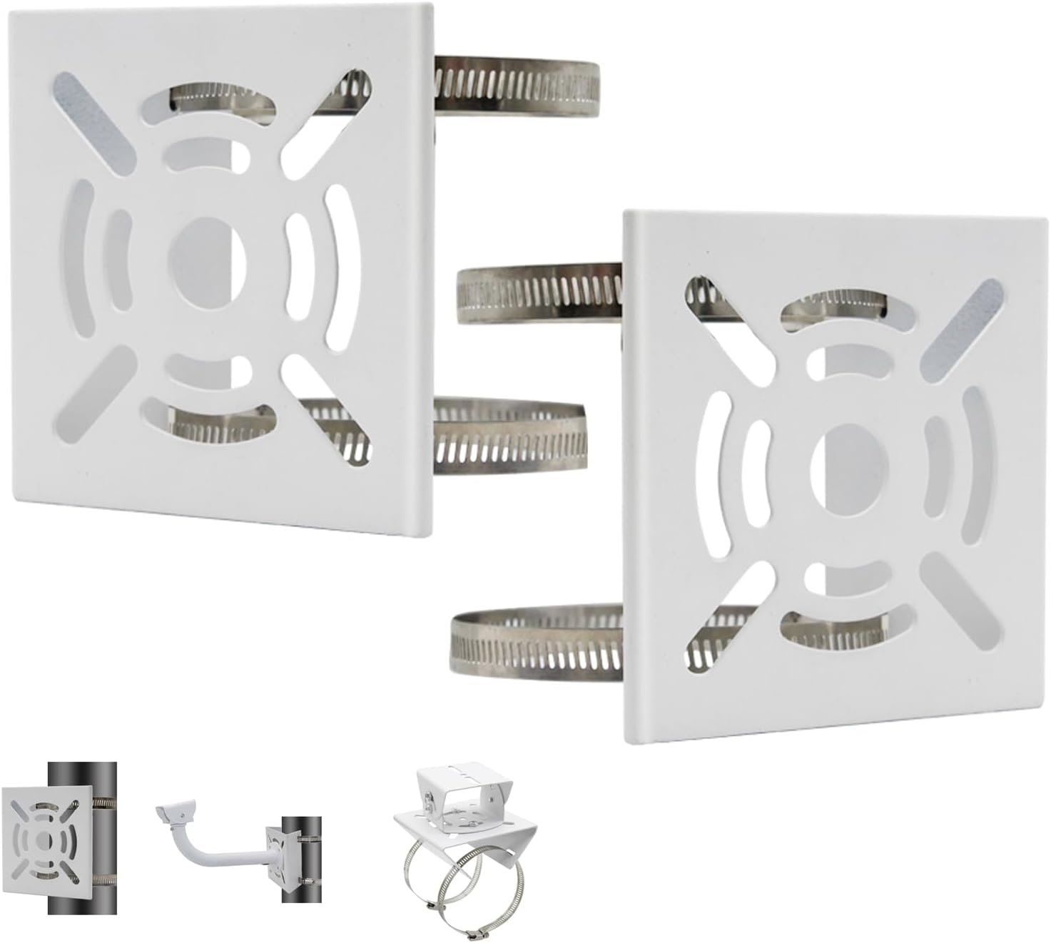 2pcs Universal Wall Mounting Bracket with 4 Loops | Vertical Pole Mount Adapter for CCTV Security Camera PTZ Dome Indoor Outdoor AP Access Point Client CPE