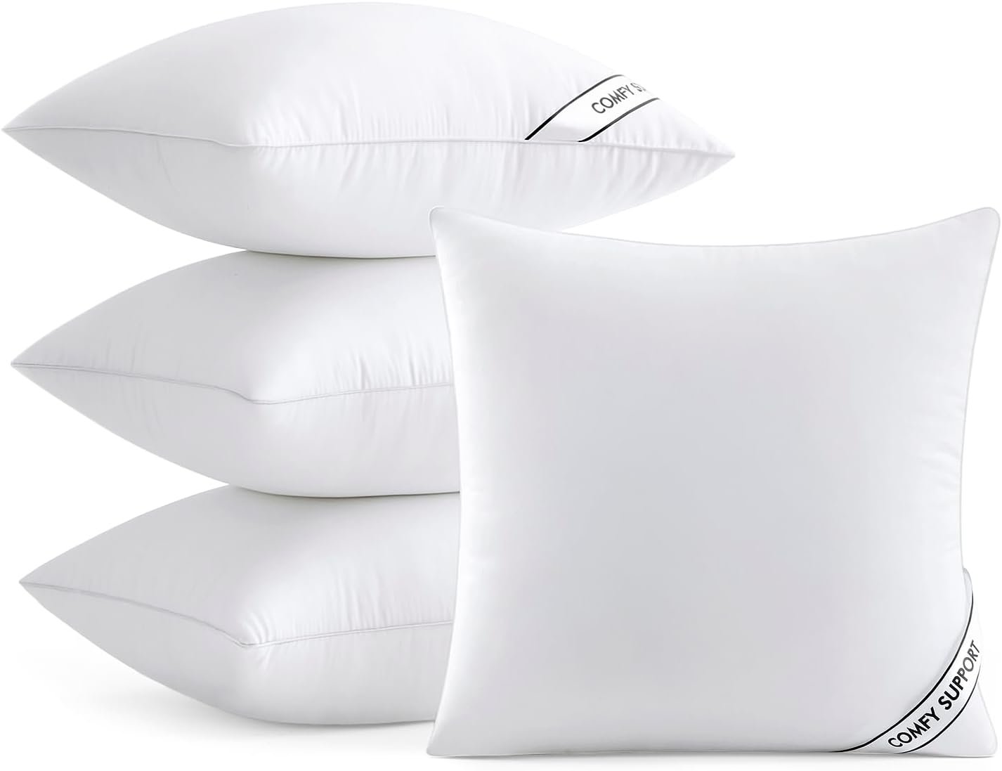 MIULEE 18×18 Pillows Inserts Pack of 4, Down Alternative Virgin Filling | Decorative Pillow Insert, Comfy Support Throw Pillows for Sofa Couch Bed