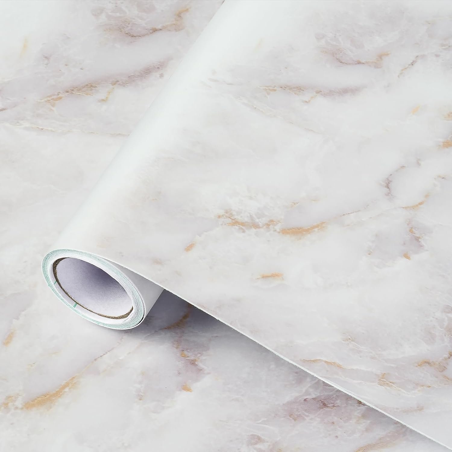 rabbitgoo Matte Marble Contact Paper for Countertops, 17.5″ x 78.7″ | Self Adhesive Peel and Stick Wallpaper, Removable Kitchen Counter Top Contact Paper for Old Furniture, Gold Granite