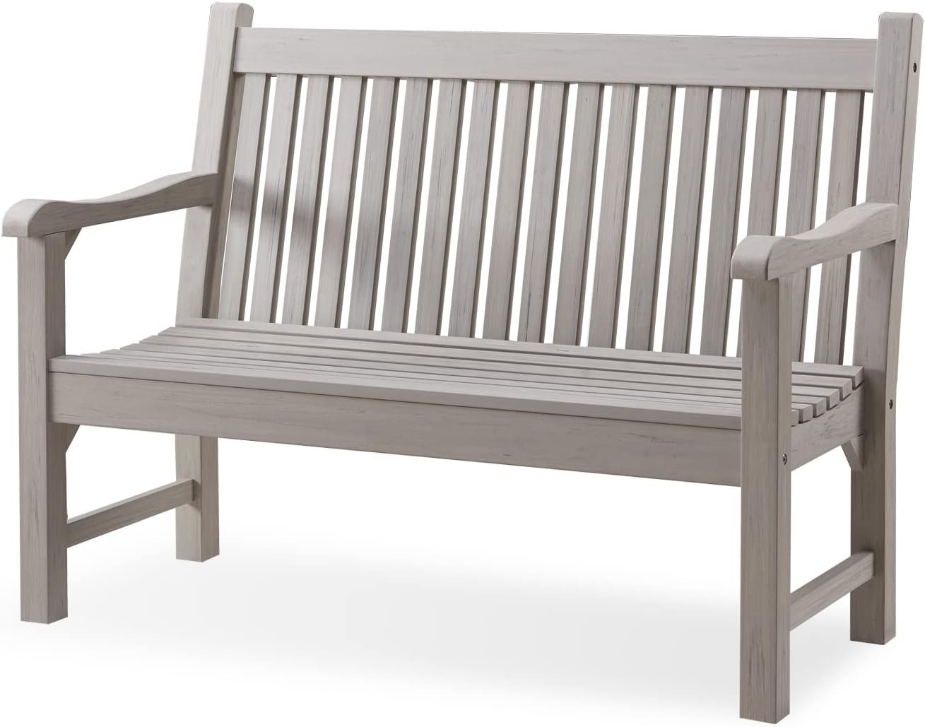 2-Person Outdoor Bench with 700 Lbs Weight Capacity, Grey | Poly Lumber Weatherproof Garden Bench Seating for Porch, Balcony and Park, All-Weather Patio Bench Furniture