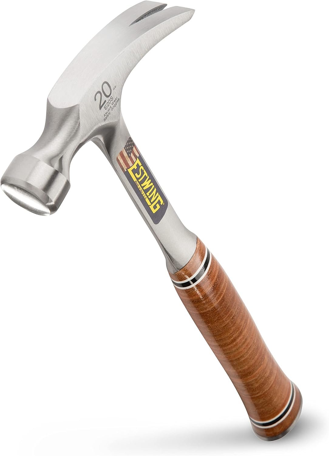 ESTWING 20 oz Hammer, Smooth Face, Forged Steel Hammer, Rip Claw | Made in USA, Rip Claw Versatility, Built For The Pro, Forged In One Piece, Genuine Leather Grip