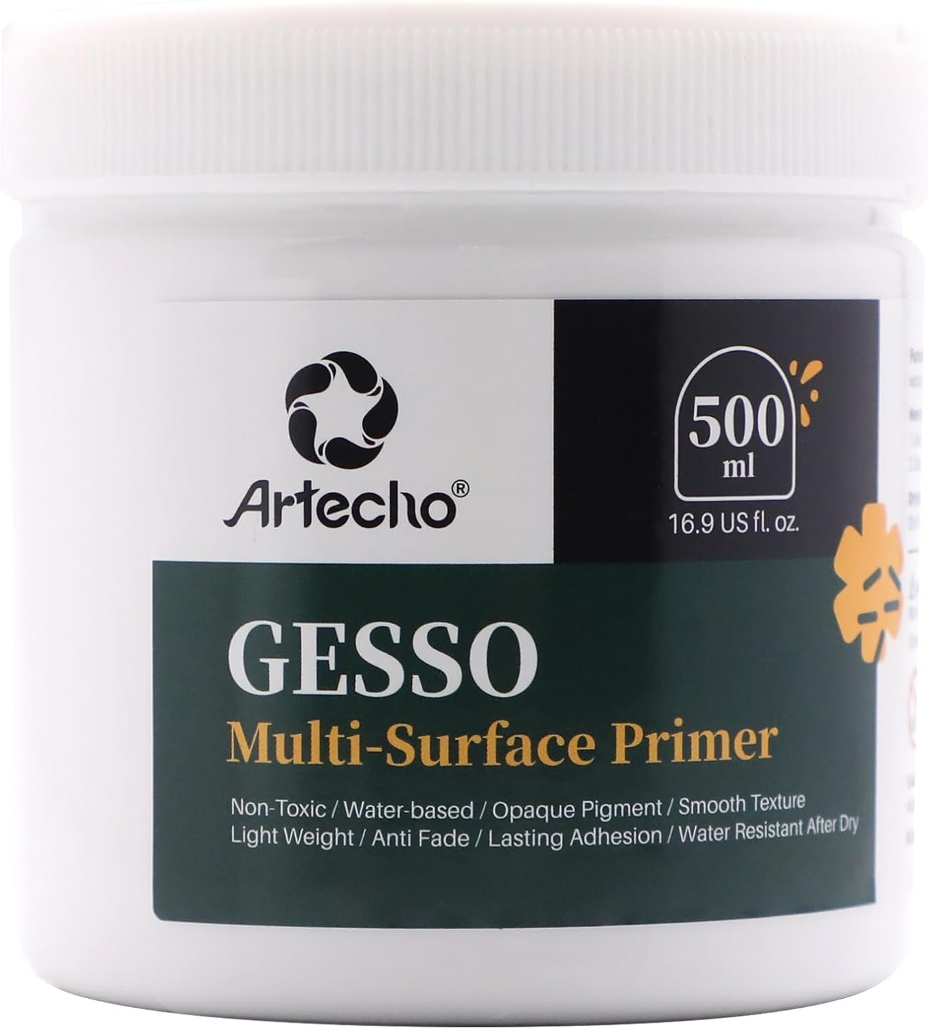 Artecho White Gesso 16.9oz / 500ml | Gesso Primer, For Acrylic Painting