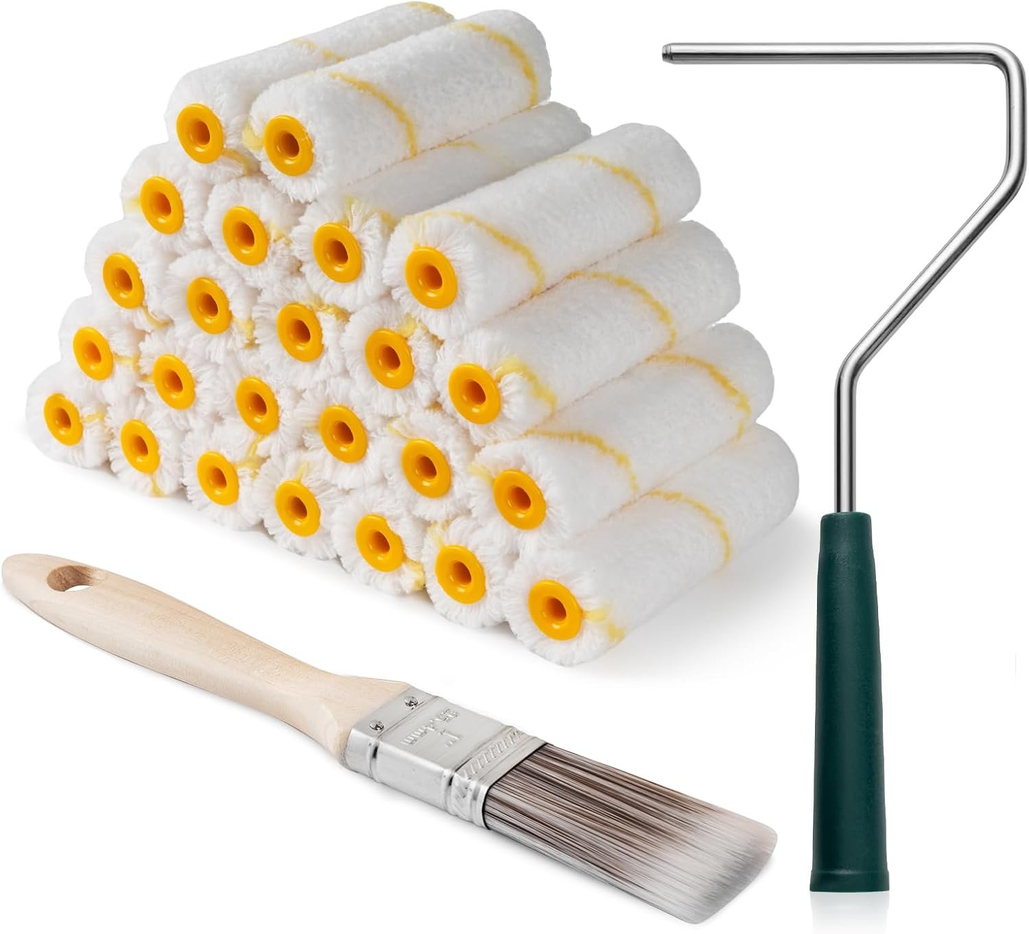 Paint Roller Covers, 26 Pack, 4 Inch 3/8″ Nap Microfiber | Small Paint Roller Set, Mini Roller Brush Covers for All Paints and Stains, Painting Supplies for House, Walls and Cabinets