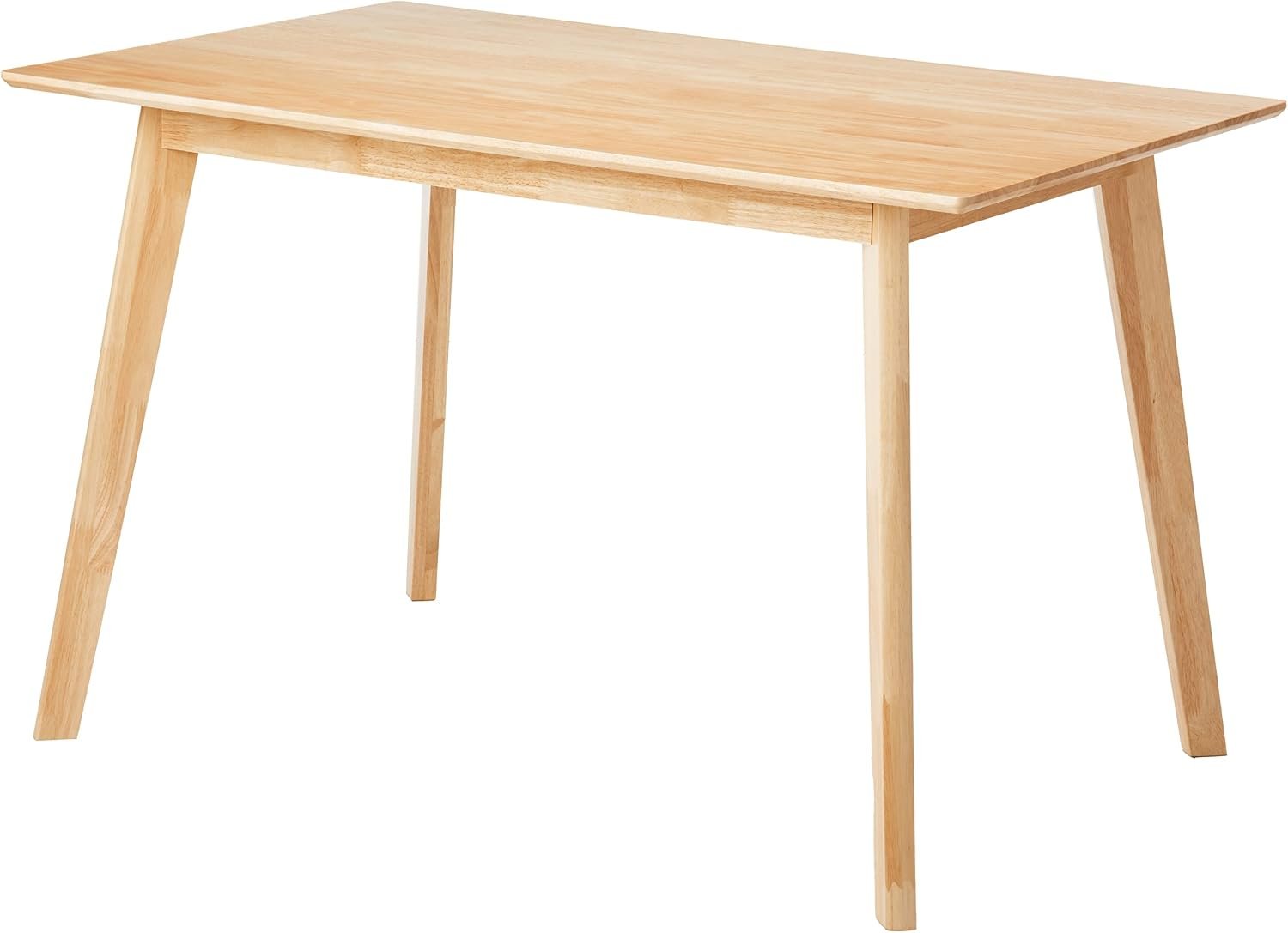 Amazon Basics Certified Sturdy Solid Wood Rectangular Dining Table, Easy Assembly, Kitchen Table, 29.5″ D x 47.2″ W x 29.5″ H, Natural Wood