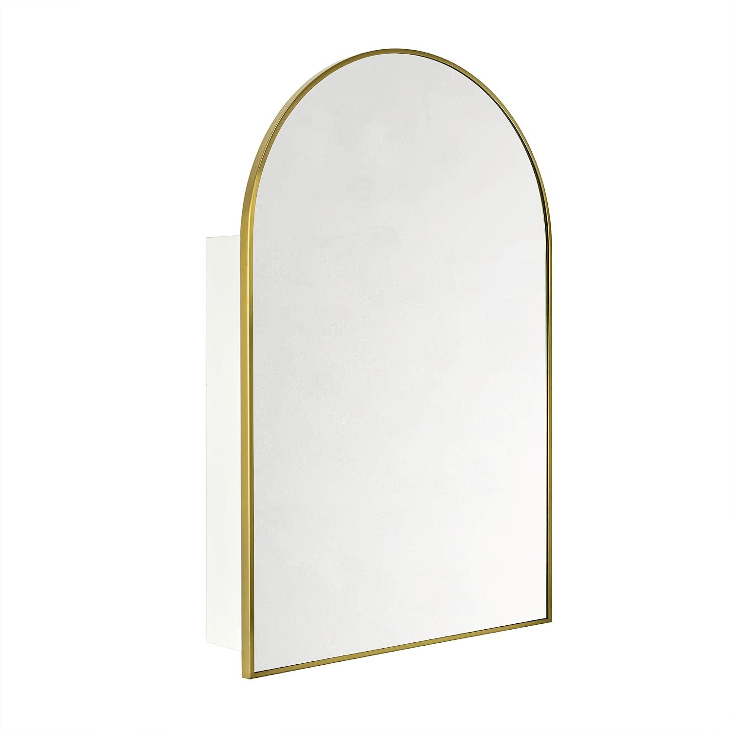 TEHOME 24 x 36” Brushed Gold Arch Bathroom Medicine Cabinet with Mirror Recessed and Surface Mounted Medicine Cabinet Mirror