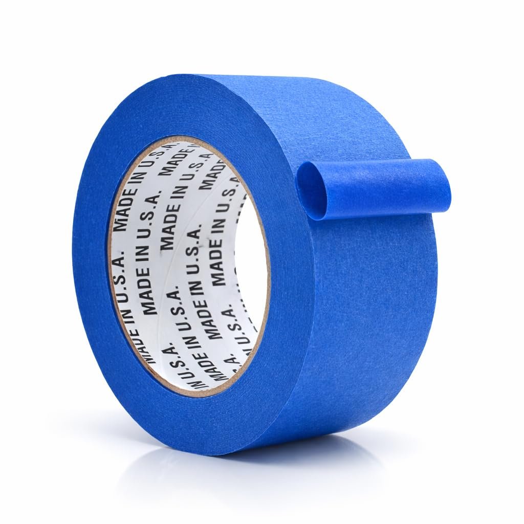 Made in USA Blue Painter’s Tape – 2 inch x 60 yds. Thick & Wide Masking Tape for Safe Wall Painting, Building, Remodeling, Labeling, Edge Finishing