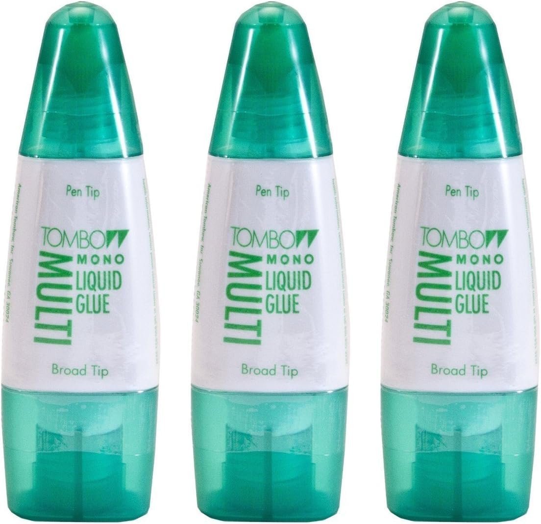 Tombow Mono Multi Liquid Glue (3 Pack) – Clear, Low Viscosity, Dries Clear