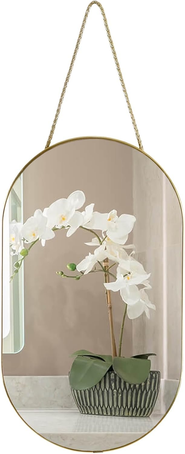 YCHMIR Oval Wall Mirror, Gold, Oval Shape, for Bathrooms and More (16×9.2 inch)