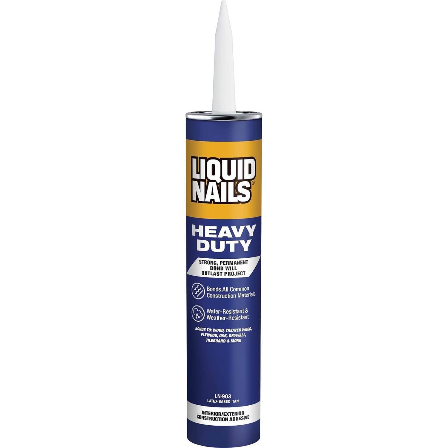 Liquid Nails 10 oz Heavy Duty Construction Adhesive | Waterproof Interior/Exterior Glue Bonds Wood, Drywall, Subfloor, Panel & Tile, Strong Bond