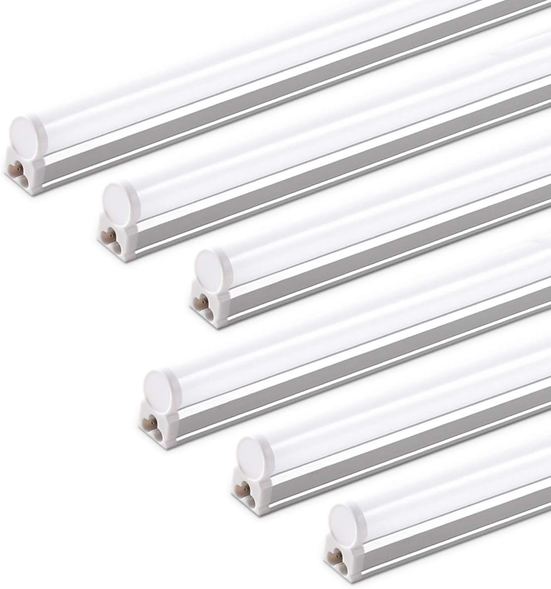 Barrina (6 Pack LED T5 Integrated Single Fixture, 4FT, 2200lm, 6500K 20W | Super Bright White Utility LED Shop Light, Ceiling Under Cabinet Light, Corded Electric with ON/Off Switch, ETL Listed