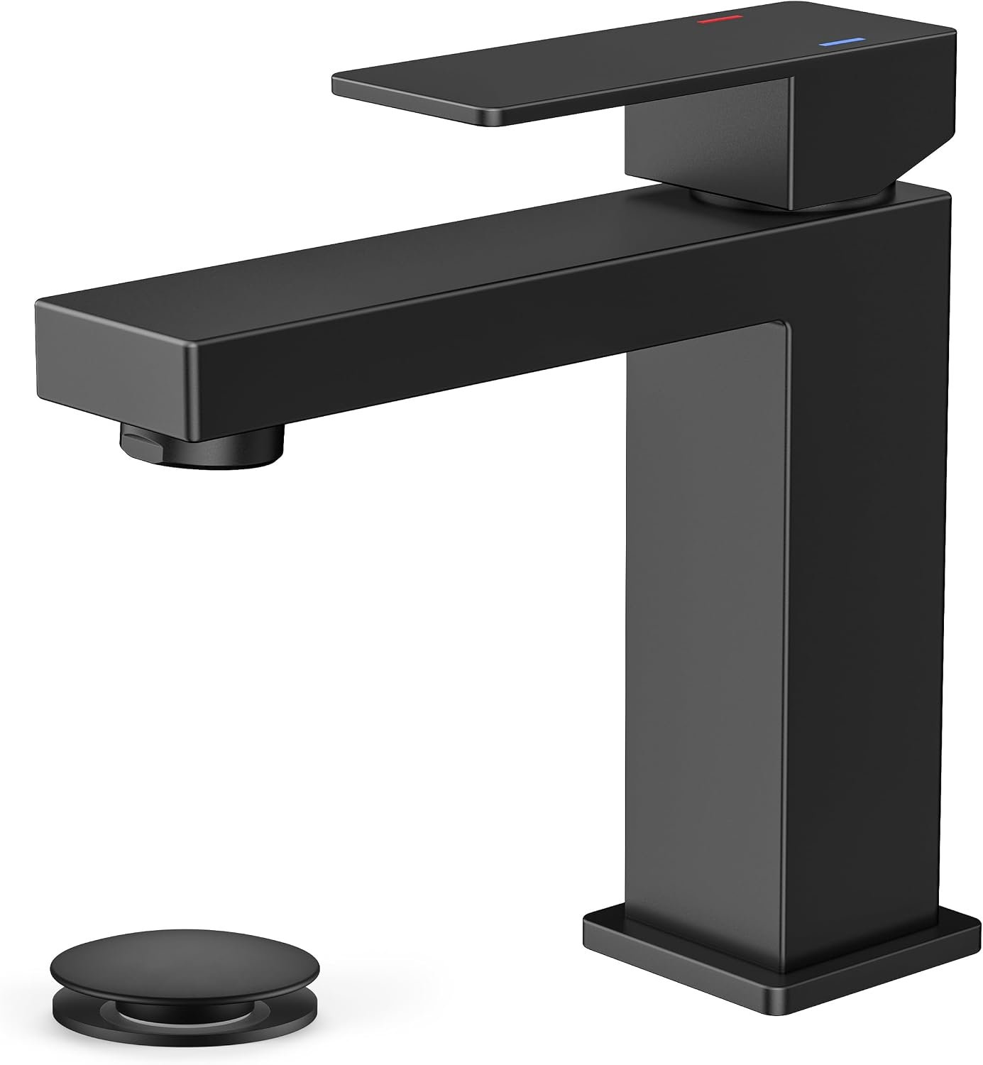 FORIOUS Bathroom Faucet 1 Hole, Single Handle Black Bathroom Sink Faucets | For 1 or 3 Hole 4 Inch Centerset Sink, with Pop-up Drain, NSF61 Certificate, Single Handle Faucet for Sink Vanity RV Restroom