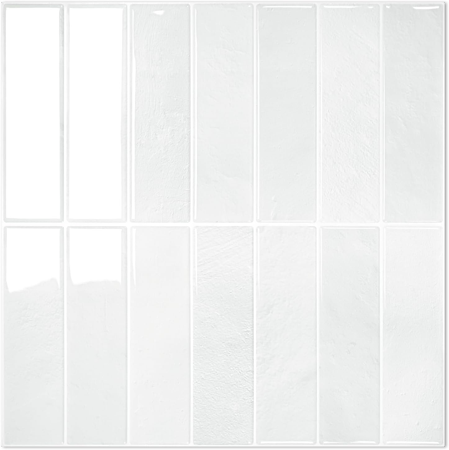 STICKGOO 10-Sheet Peel and Stick Backsplash Tile(Thicker Design) | Self Adhesive Vinyl Wall Tiles, 3D DIY Subway Tiles, Stick on Backsplash for Kitchen (Faux White Wall)