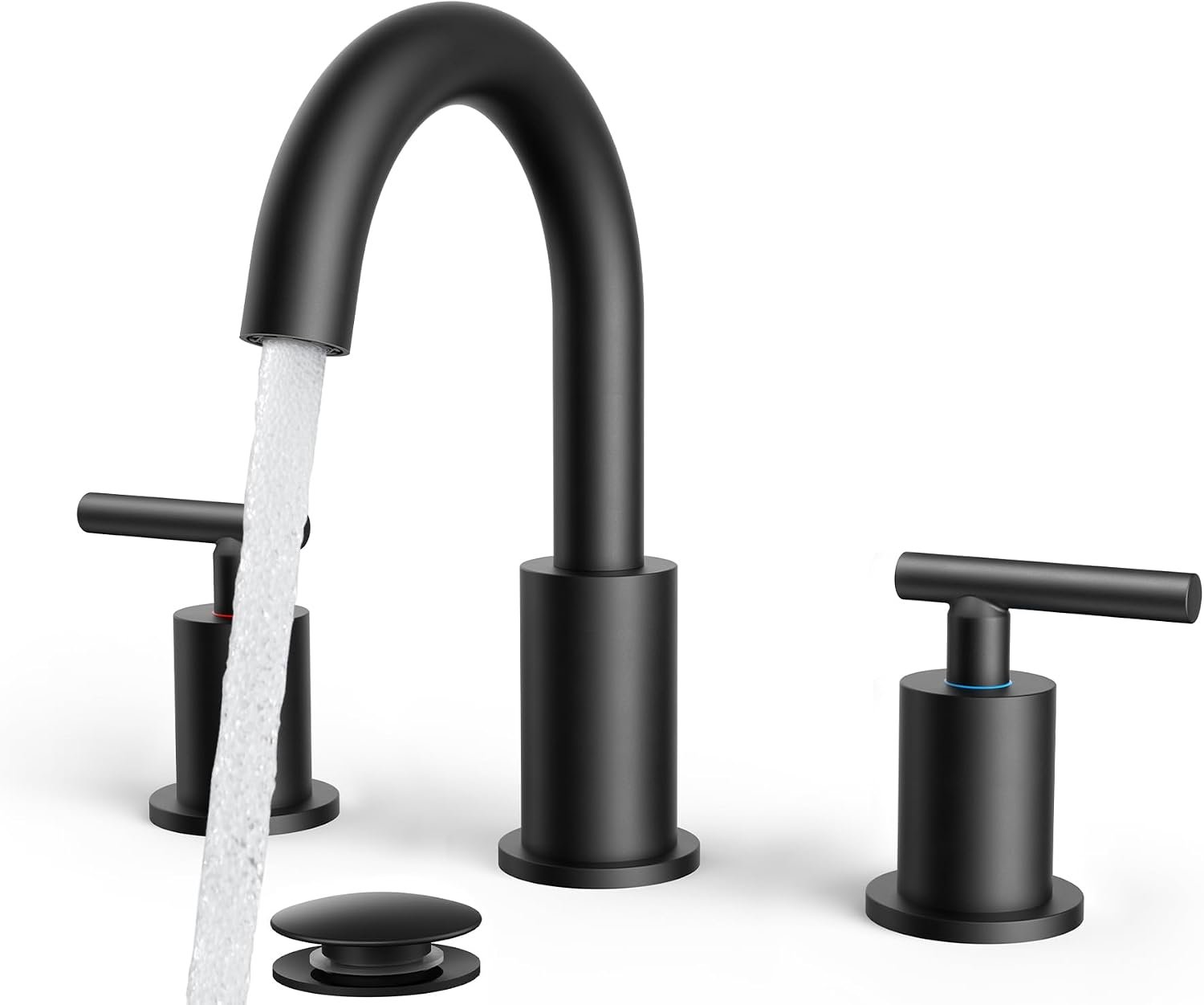 FORIOUS Widespread Black Bathroom Faucet 3 Hole, Matte Black Vanity Faucet | Commercial 8 Inch Matte Black Bathroom Sink Faucet Widespread with 360° Swivel Spout, 3 Hole Black Faucet for Bathroom Sink