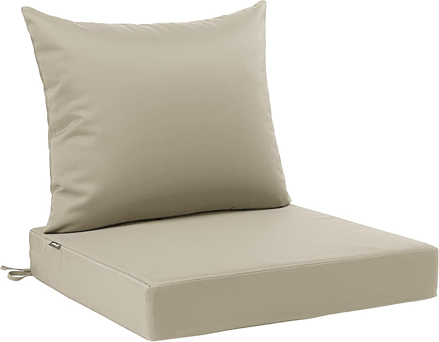 Favoyard Outdoor Patio Seat Cushions Set, 22 x 24 Inch, Waterproof, Beige | Fade-Resistant, Removable Cover, Deep Seat & Back Cushion, Tie Straps for Patio Furniture, Garden, Rocking Chair, Sofa Couch