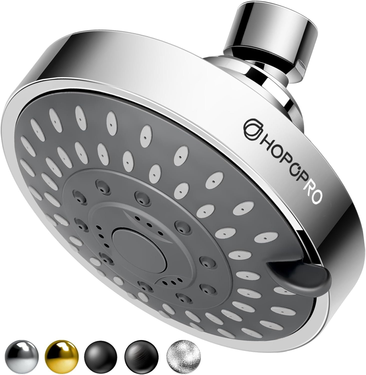High Pressure Shower Head, HOPOPRO 5-Mode Fixed Showerhead, NBC Recommended | The Washington Post, NBC News, Today TV Show Recommended, Consumer Reports Tested High Flow Fixed Shower Head (4 Inch Chrome)