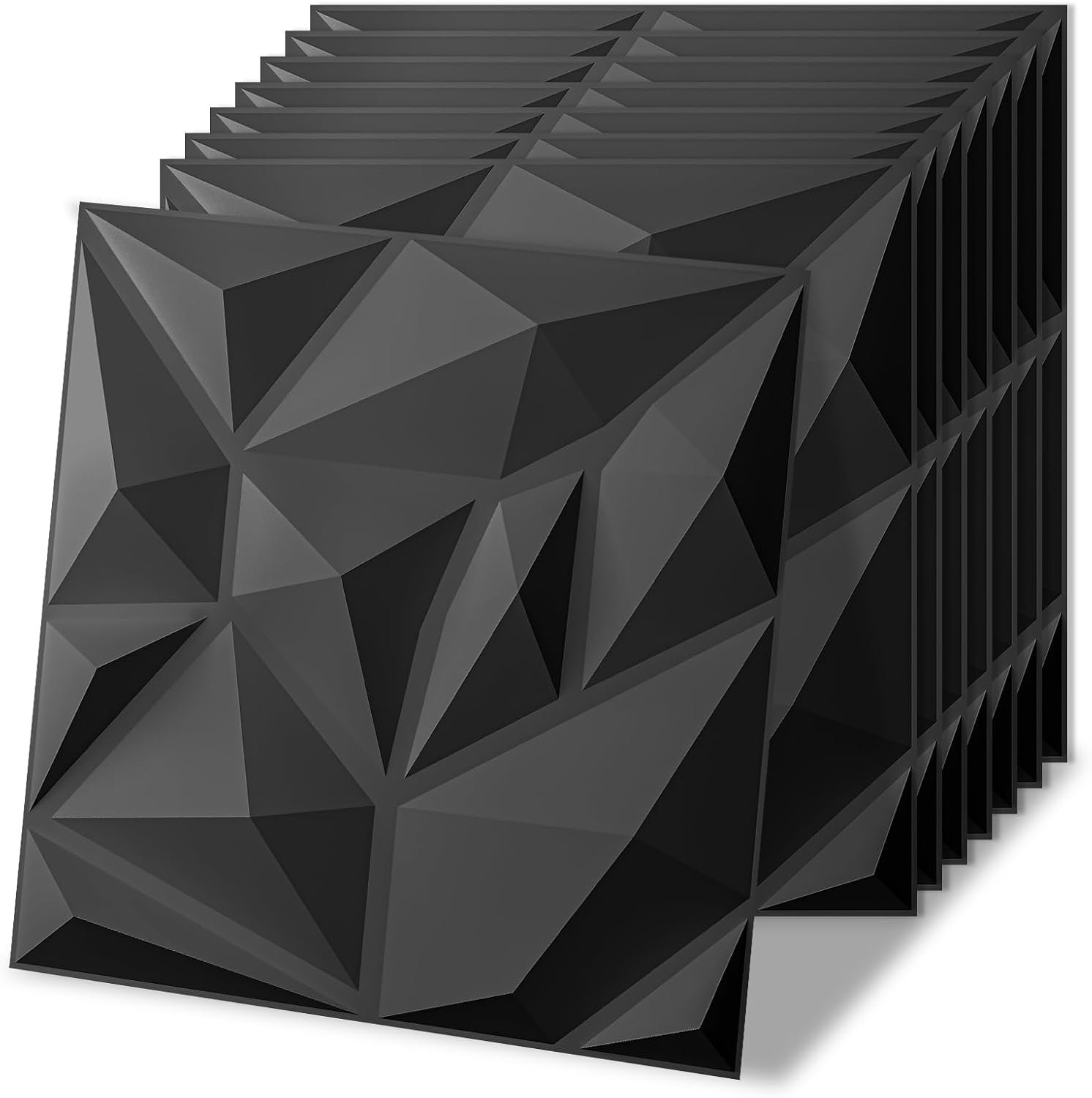 Art3d 20 Pack Decorative 3D Wall Panels for Interior Wall Decor Living Room, 11.8″x11.8″ Black Wall Art PVC Panels for Bedroom TV Background Gaming Room Decor