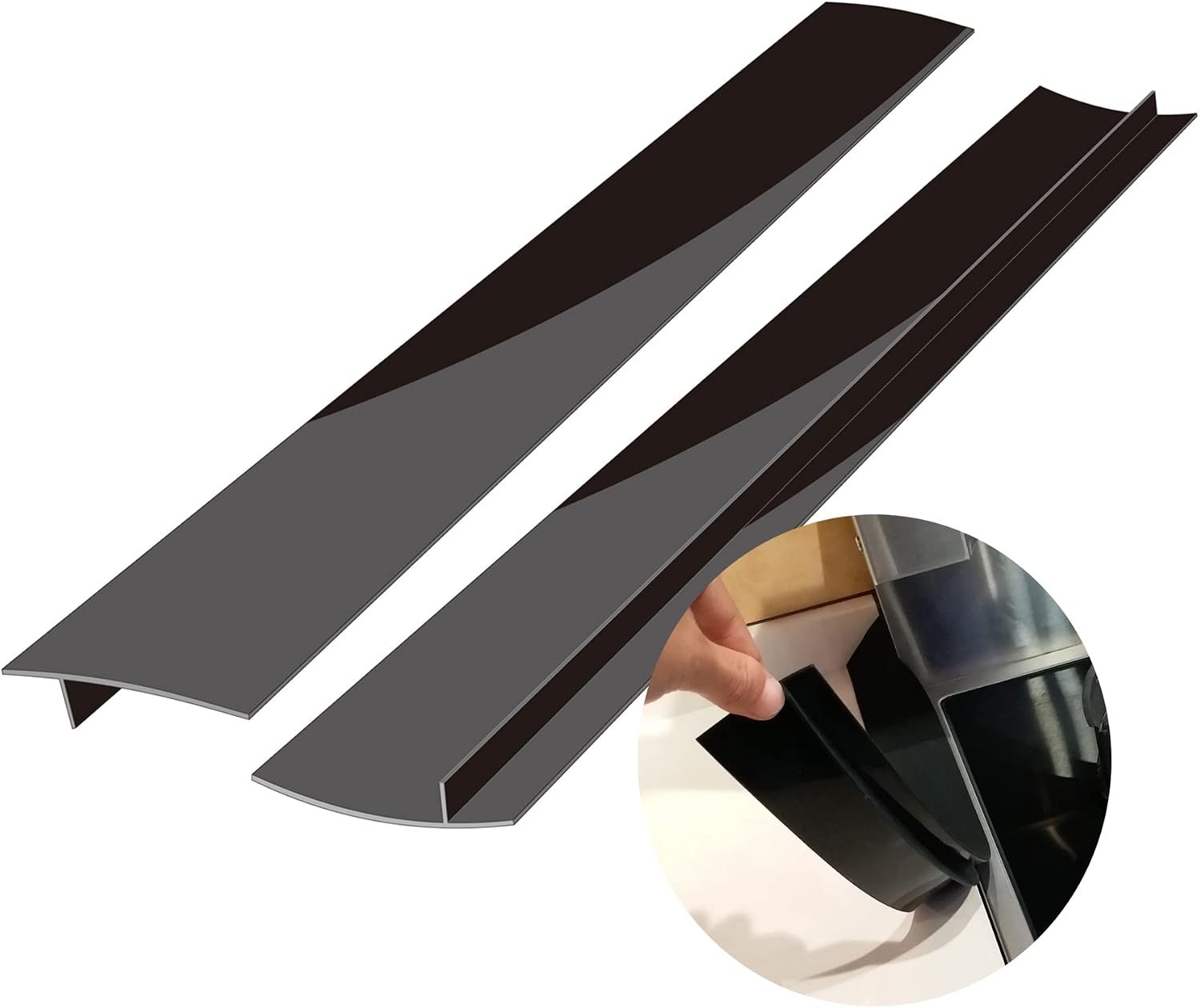 Silicone Stove Counter Gap Cover – 21 Inch Gap Filler 2 Pack Black | Easy clean gap filler sealing spills between kitchen counter, appliances, stovetop, washer, dryer, oven side stove gap cover
