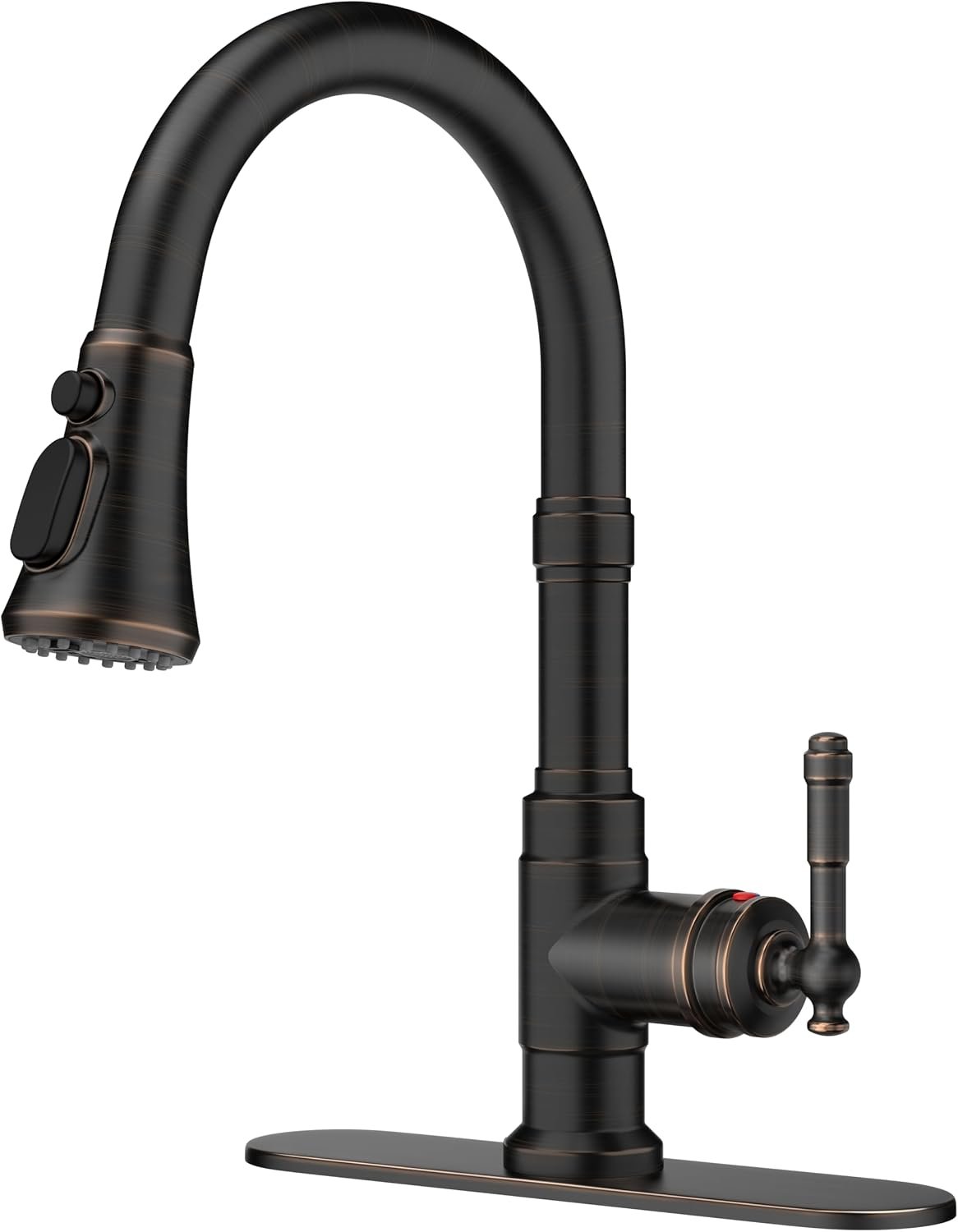 FORIOUS Vintage Kitchen Faucets with Pull Down Sprayer, Oil Rubbed Bronze | High Arc Single Handle Stainless Steel, Antique Bronze Sink Faucet for Farmhouse Camper Rv Bar, Deck Plate for 1 or 3 Hole