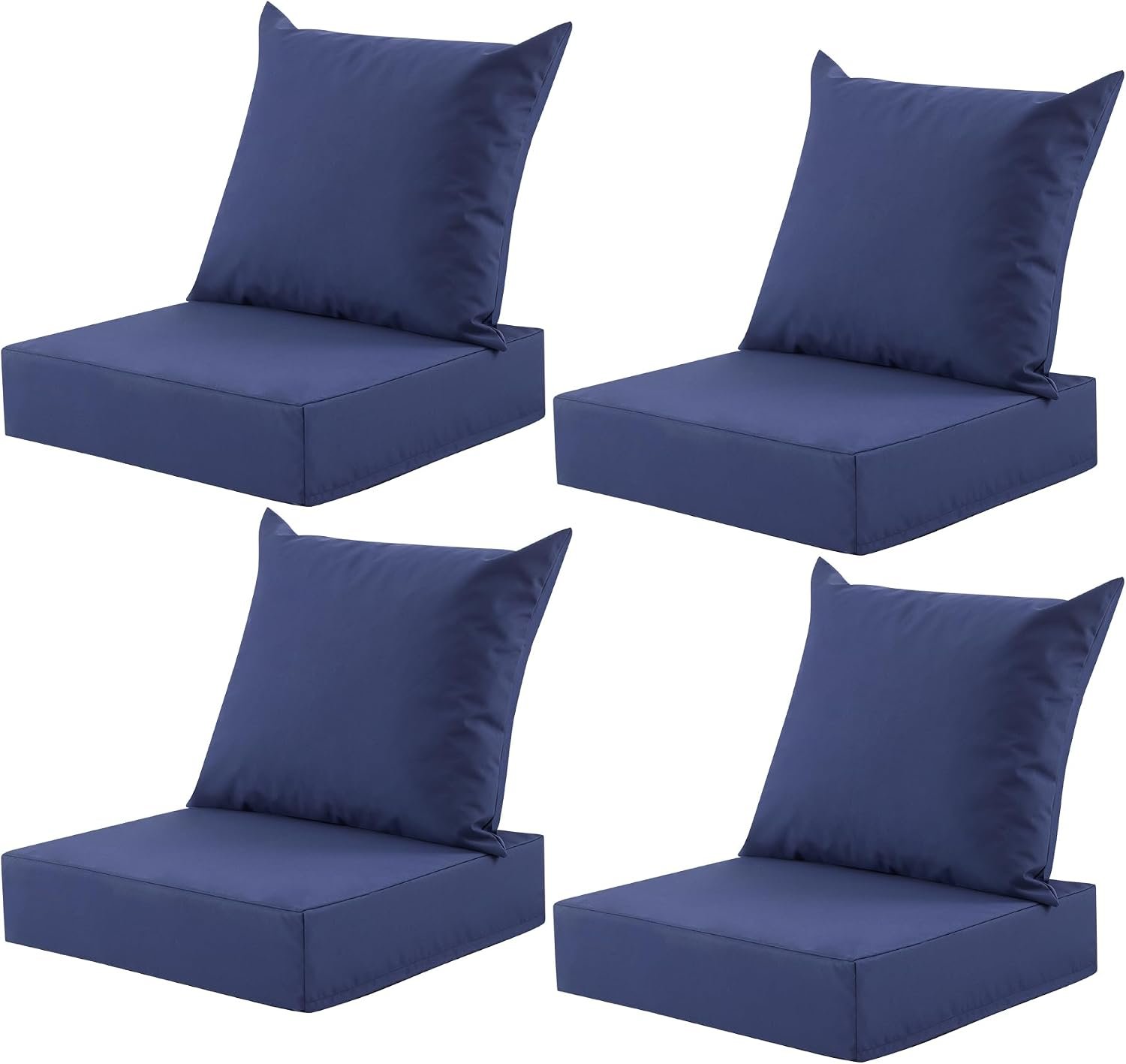 Outdoor Deep Seat Cushion Set, 24×24 Inch Water-Resistant & Fade-Resistant Outdoor Chair Cushions, Patio Furniture Cushions with Removable Cover for Patio Chair, Sofa,Navy Blue (Set of 4)