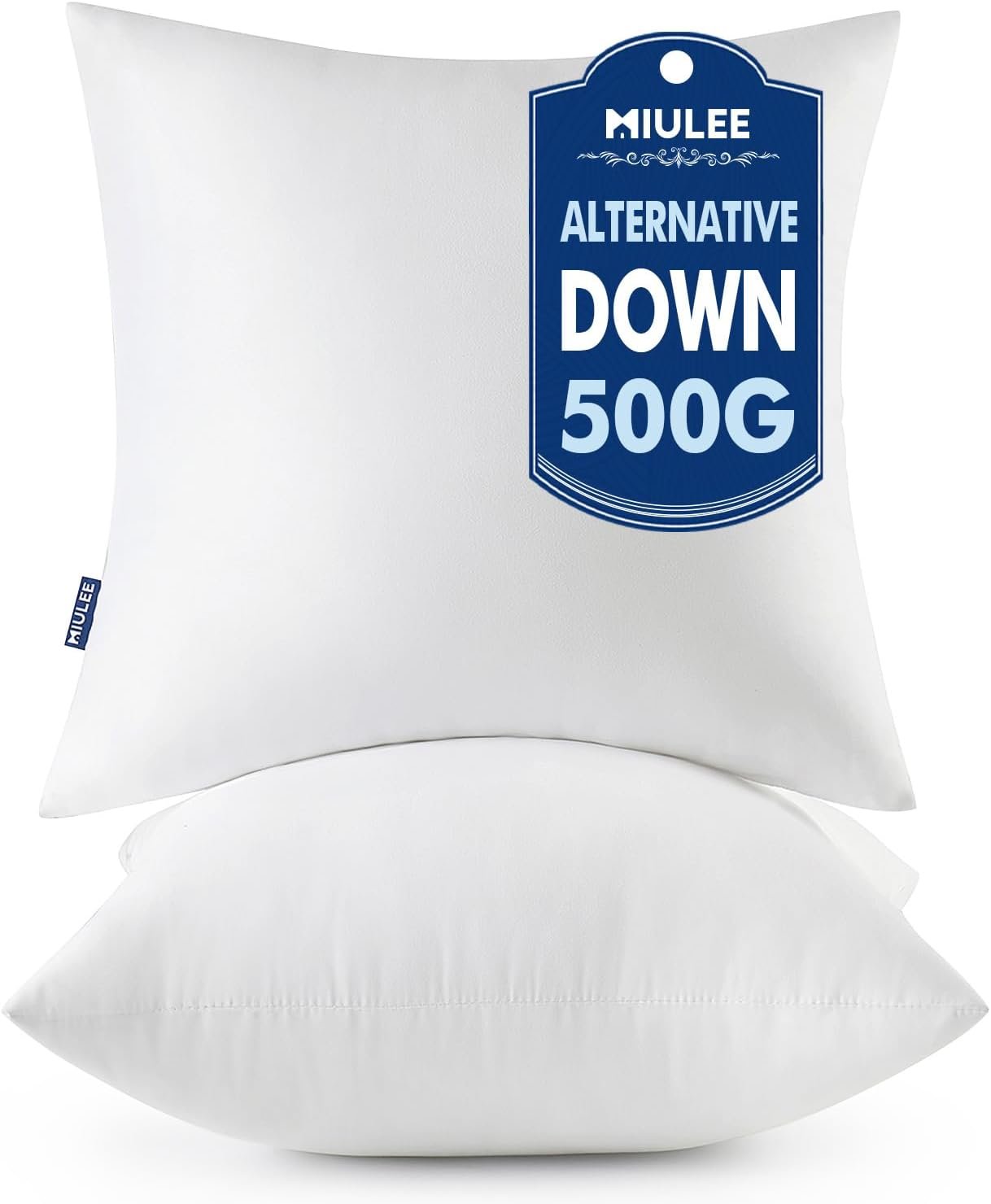 MIULEE 18×18 Throw Pillows Inserts 2 Pack, Decorative Pillows for Couch Bed | 100% Virgin Filling, Full and Fluffy, Lumbar, Back and Neck Support