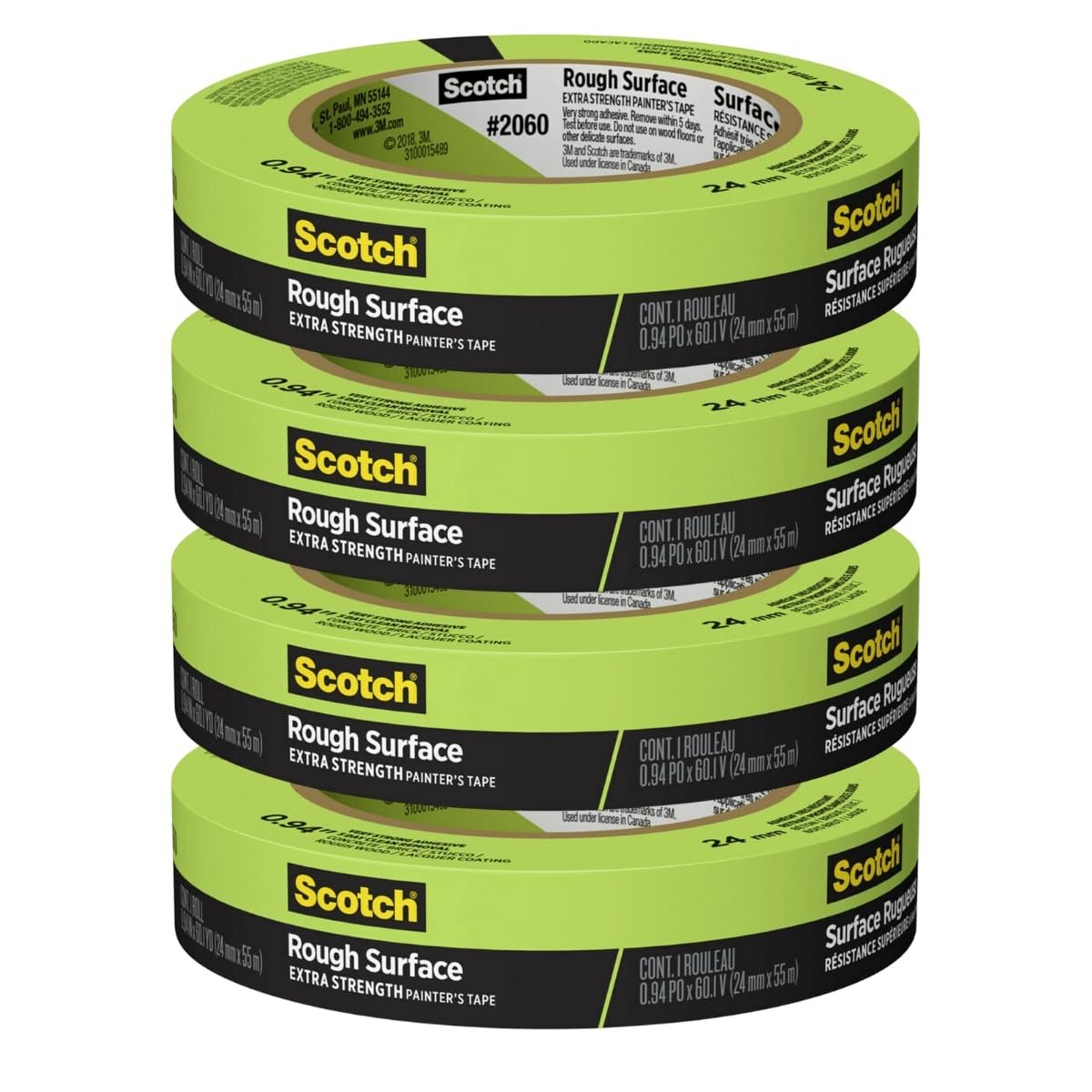 Scotch Painter’s Tape 2060-1A 2060 Masking Tape, 1-Inch by 60-Yard, Green, 4 Pack