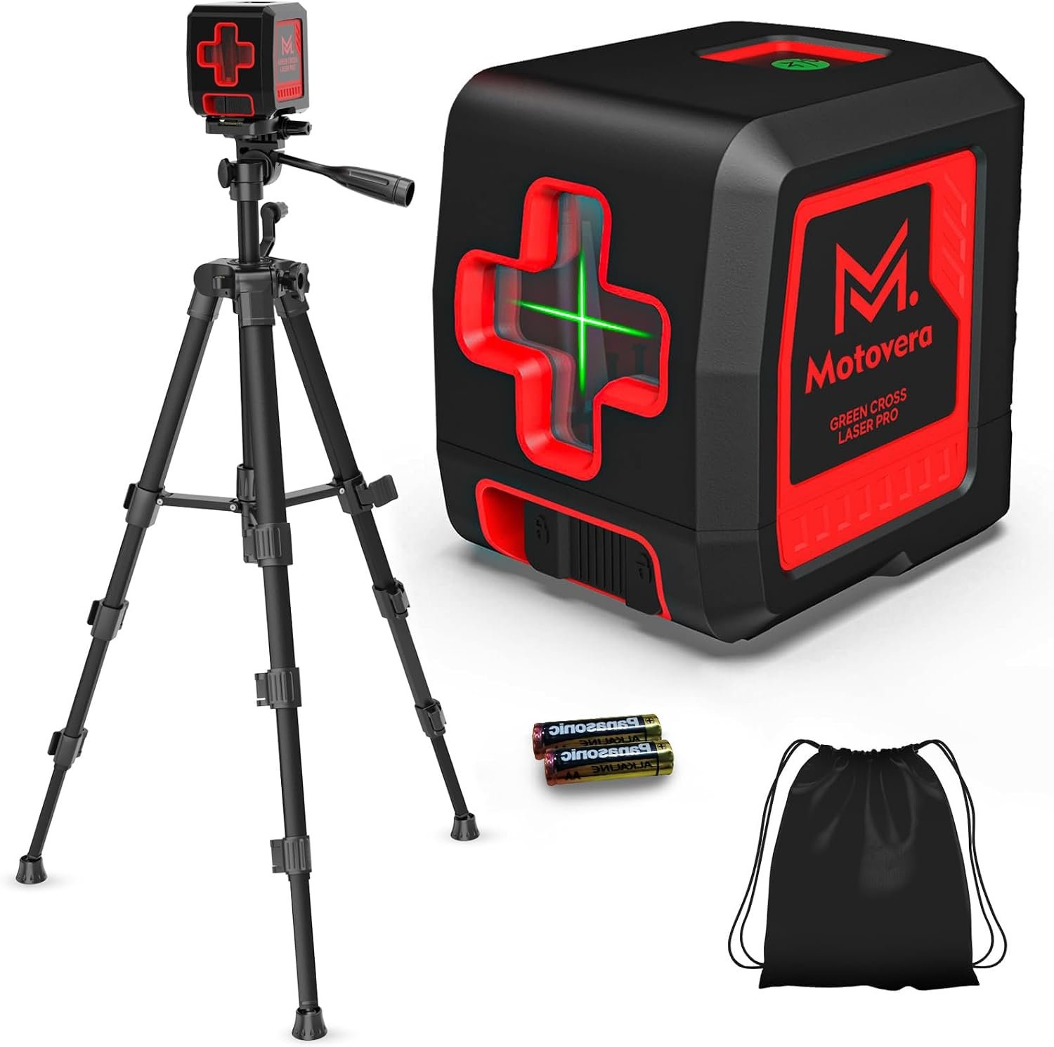 Self Leveling Laser Level 100ft, Green Cross Line with Tripod, 4 Brightness Modes & Pulse Function, Manual & Self-Leveling Modes, IP54 Waterproof for Picture Hanging, Tile, DIY Construction