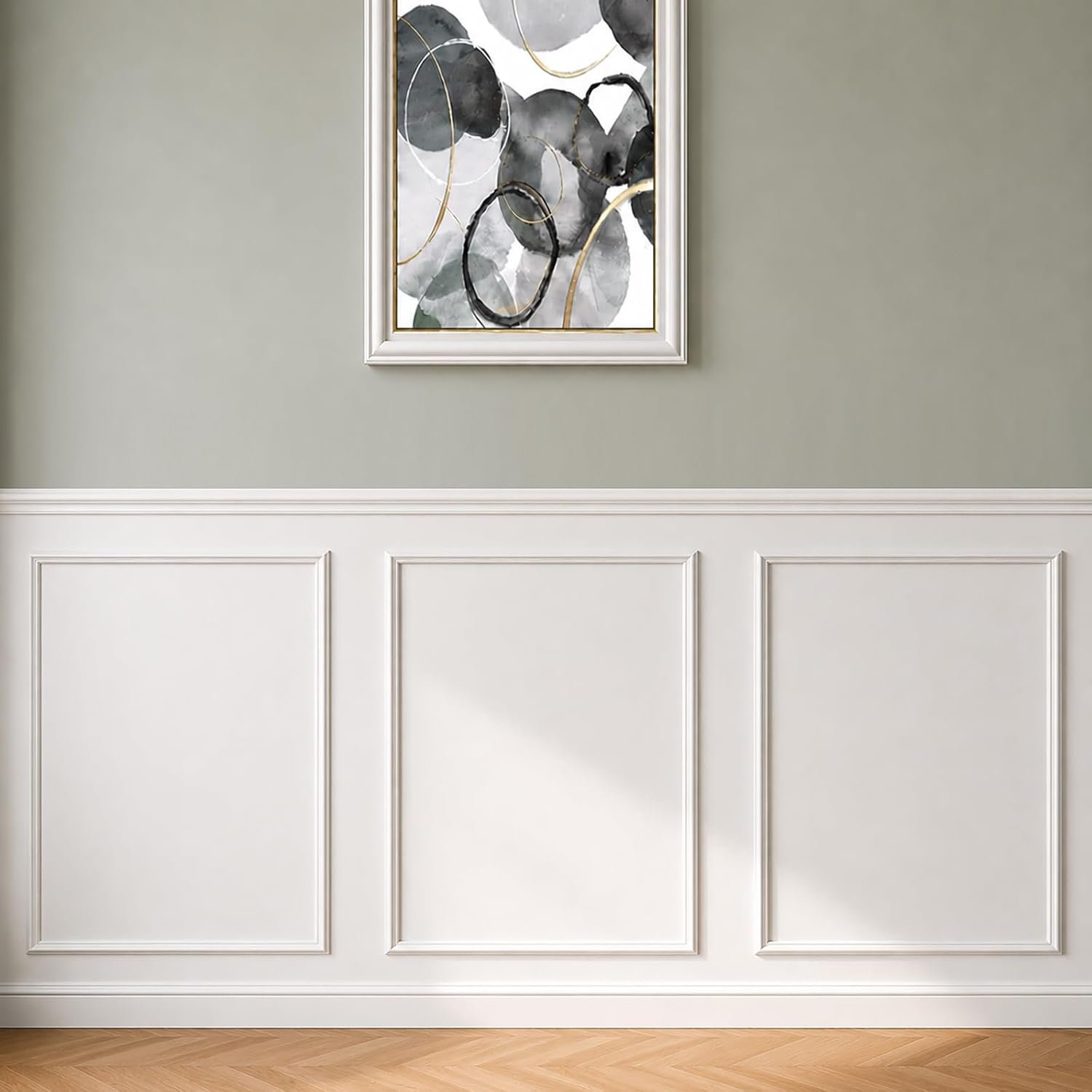 3 Set Peel and Stick Wall Molding Kit,Pre Cut Wainscoting Panels,24x32in | Self Adhesive,Paintable,PVC,Pre-Cut