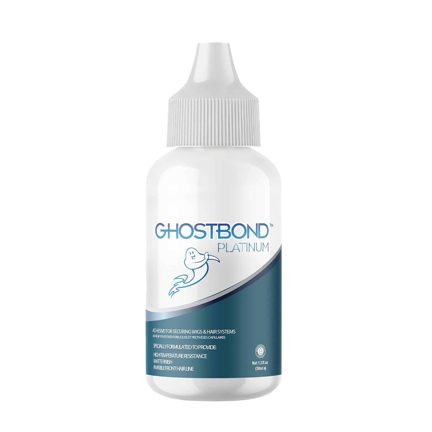 GHOSTBOND Platinum Water Resistant Wig Glue for Extreme Heat – 1.3oz – Hair Replacement Adhesive for Poly and Lace Wigs. Invisible Bonding Hair Adhesive – Strong Hold Lace Front Glue