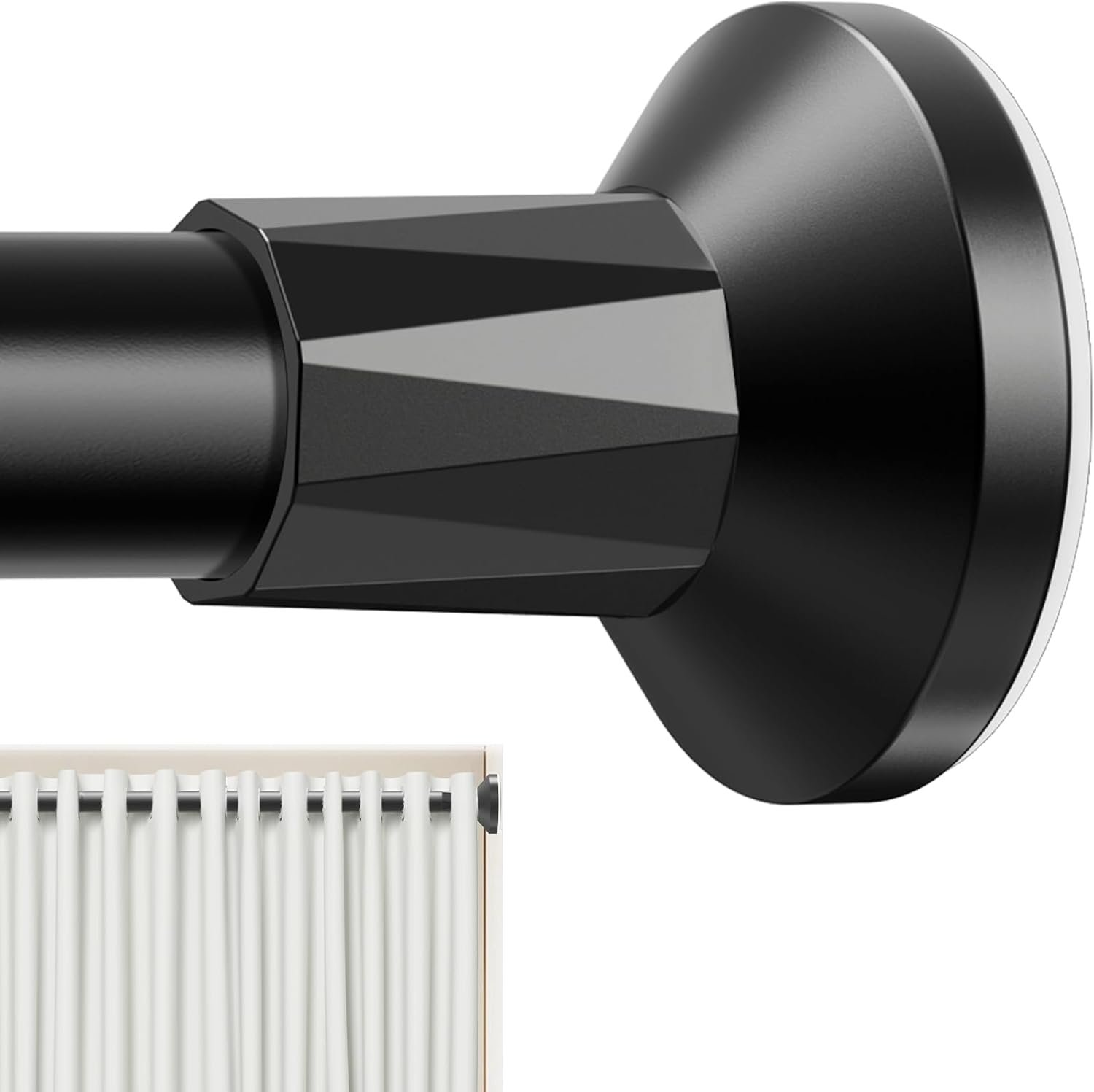 1″ Diameter Adjustable Shower Curtain Rod, 30-64 Inch, Black | Rustproof Stainless Steel Rod, Drill-free Adjustable Design, Anti-slip Stable Support, Multi-Purpose Use for Bedrooms