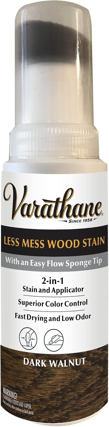 Varathane 368029 Less Mess Wood Stain and Applicator, 4 oz, Dark Walnut