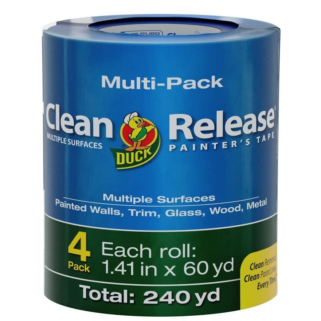 Duck Clean Release Blue Painters Tape, Masking Tape For Paint Projects, 1.5 in (1.41 in x 60 yd) 4-Pack, 240460