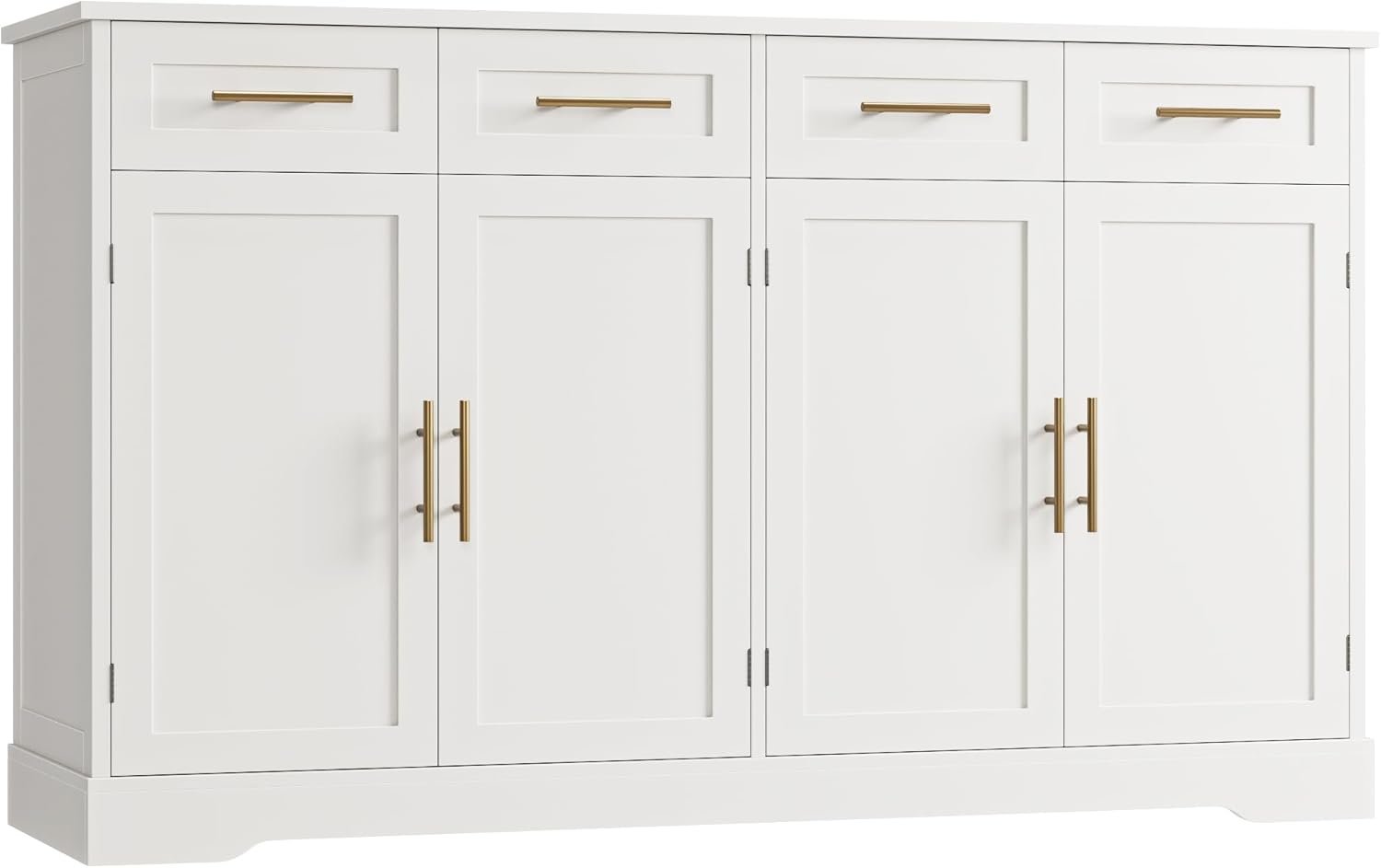 HOSTACK 60″ W Sideboard Buffet Cabinet with Storage, Kitchen Cabinet, White | 36 Tall Kitchen Buffet Storage Cabinet with 4 Drawer, Large Coffee Bar Cabinet, Modern Buffet Table for Dining Living Room