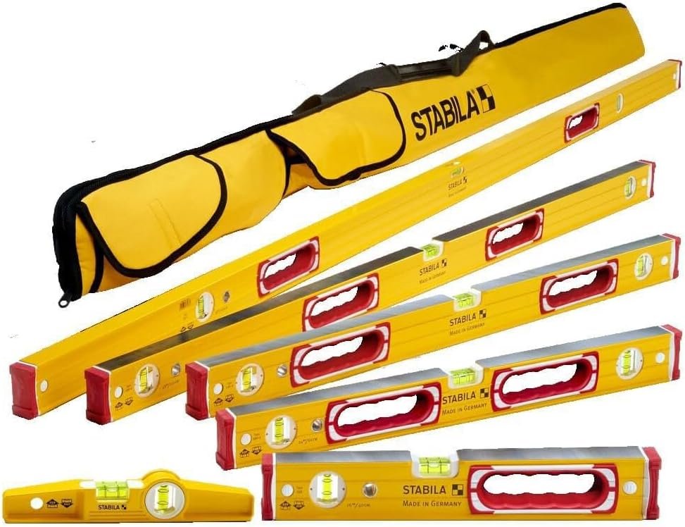 Stabila Type 196 Classic 6 Level Set & Case | Professional 6ft spirit levels for construction and carpentry, includes protective carrying case for jobsite storage