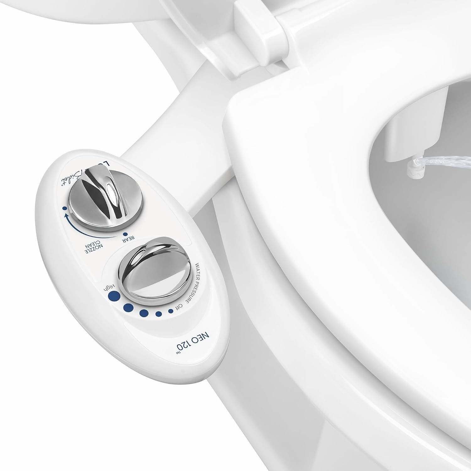 LUXE Bidet NEO 120 – Bidet Attachment for Toilet Seat, White | Non-Electric, Single Nozzle, Self-Cleaning, Adjustable Water Pressure, Rear Wash