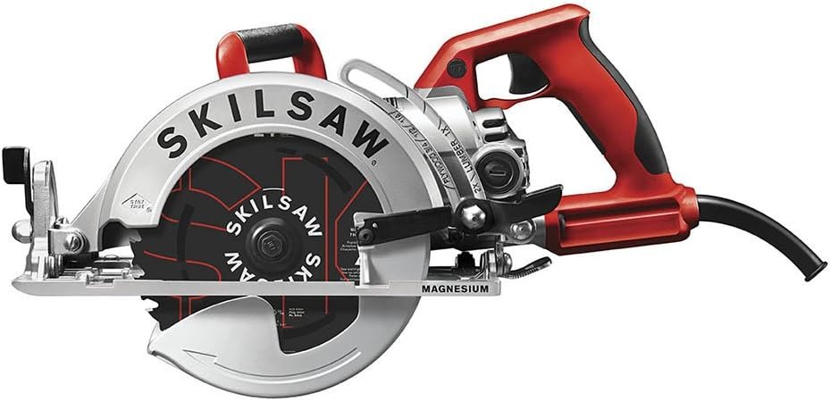 SKILSAW SPT77WML-01 15-Amp 7-1/4-Inch Lightweight Worm Drive Circular Saw , Silver | 11.5 Lb Magnesium Worm-Drive, Dual-Field 15a Motor, 7-1/4 Blade, 24t Diablo Carbide Blade Included, 53 Degree Bevel