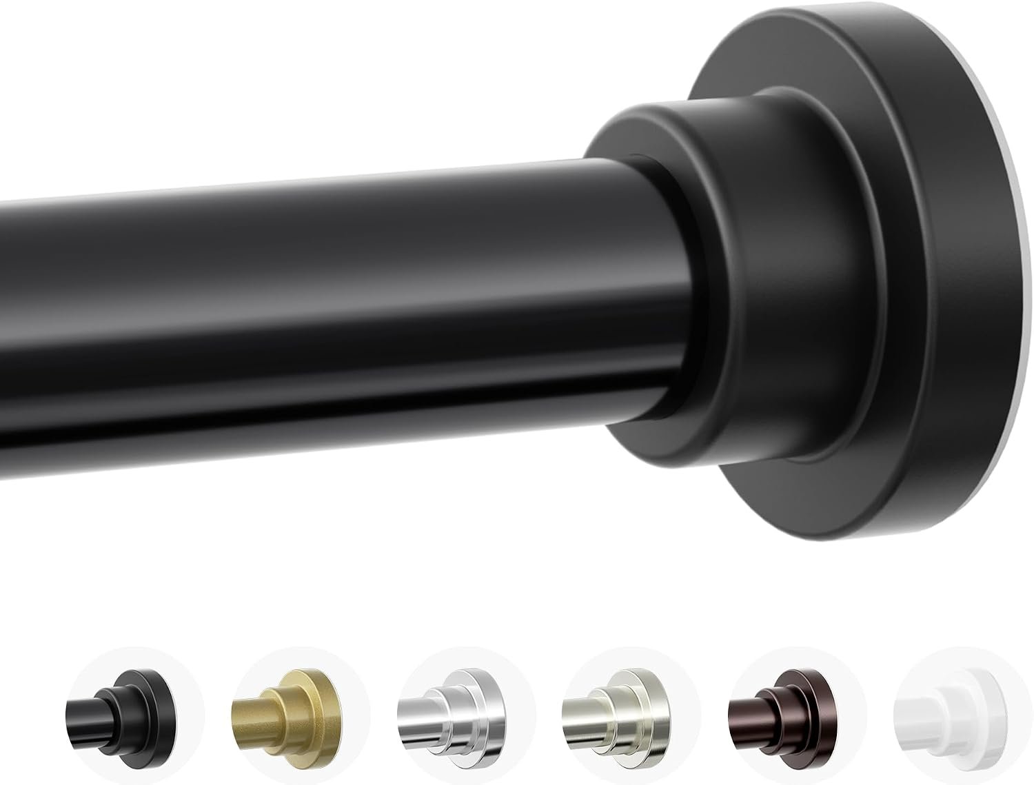 Mcrbeay Shower Curtain Rod, 1″ Diameter Heavy Duty Tension Shower Rod, Non Slip Adjustable 28-74 inch No Drilling Shower Curtain Rods Spring Tension For Bathroom, Shower Stall, No Rust, Black