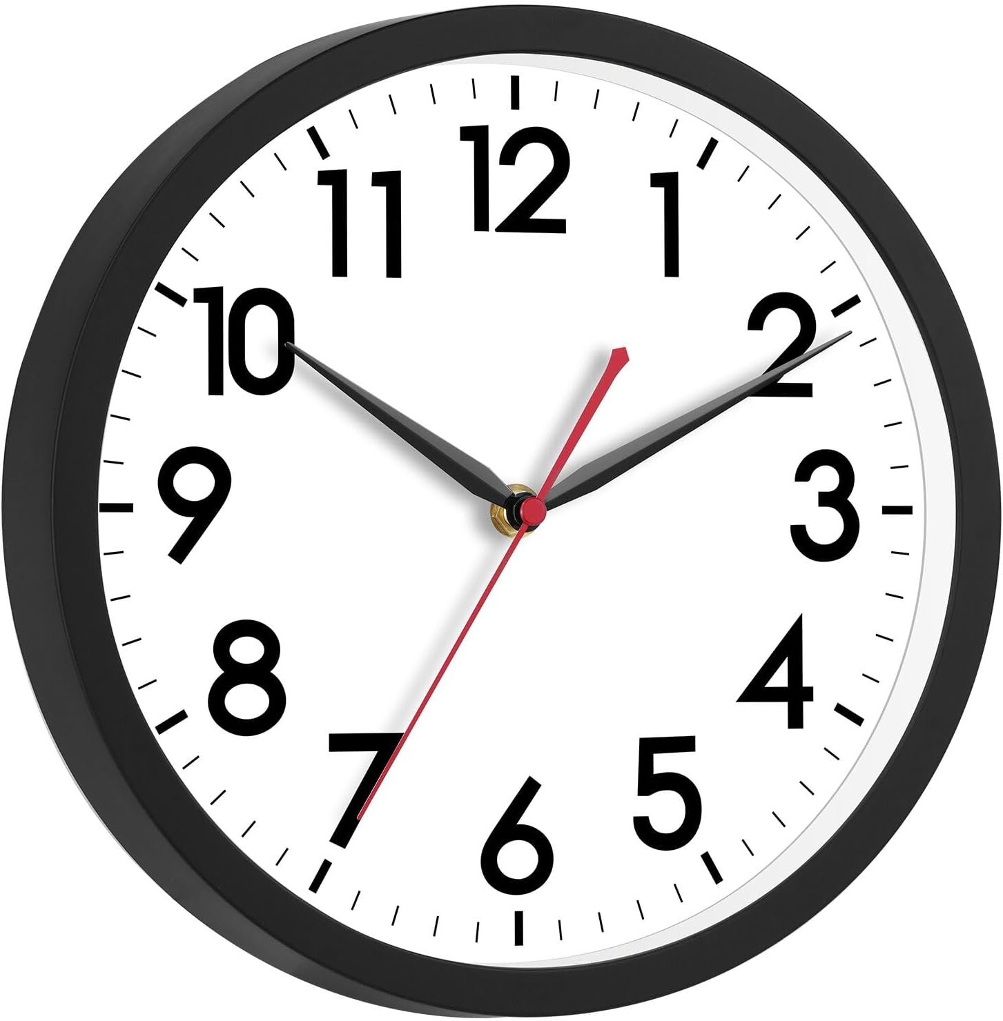 AKCISOT 12 Inch Wall Clock, Silent Battery Operated Analog Clock, Black | Office | Kitchen | Living Room | Classroom | Easy-to-read Numbers