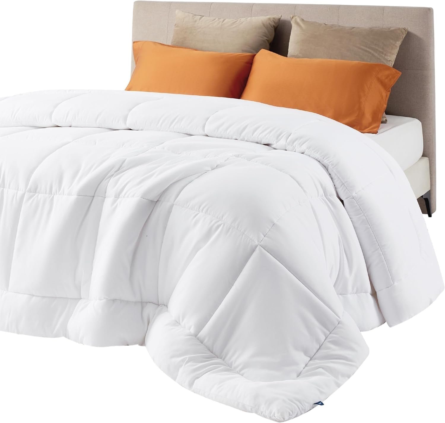 Bedsure Comforter Duvet Insert – Quilted Comforters Queen Size, All Season Duvet, GentleSoft Down Alternative Bedding Blanket, with 8 Tabs, Gifts for Women/Men, White, Queen 88 x 88 Inches