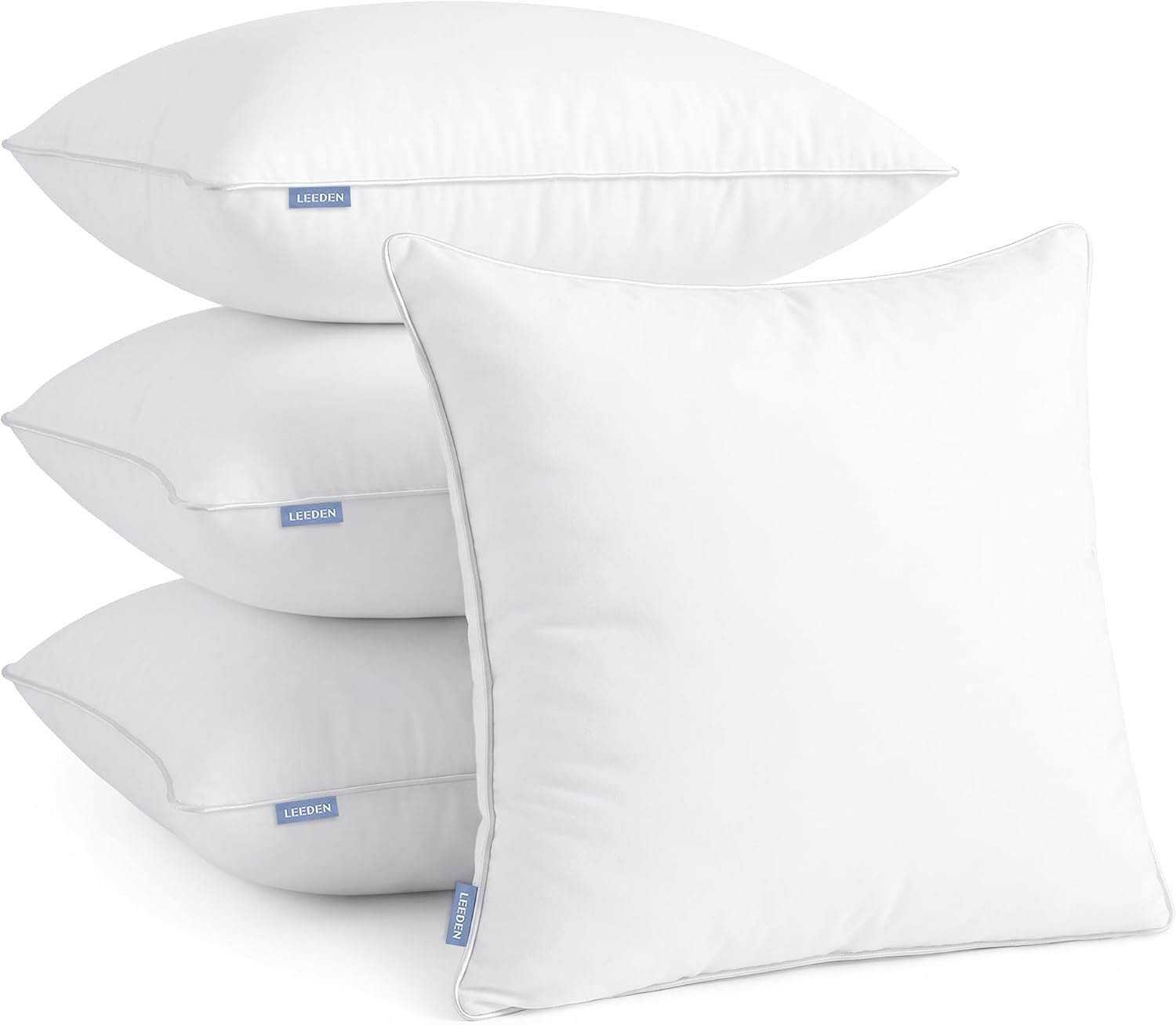 Leeden 18×18 Pillow Inserts Set of 4-18 Inch Home Decor Throw Pillow Insert, Soft Fluffy Square Cushion Inserts for Couch Bed, White 4 Pack Pillow Inserts