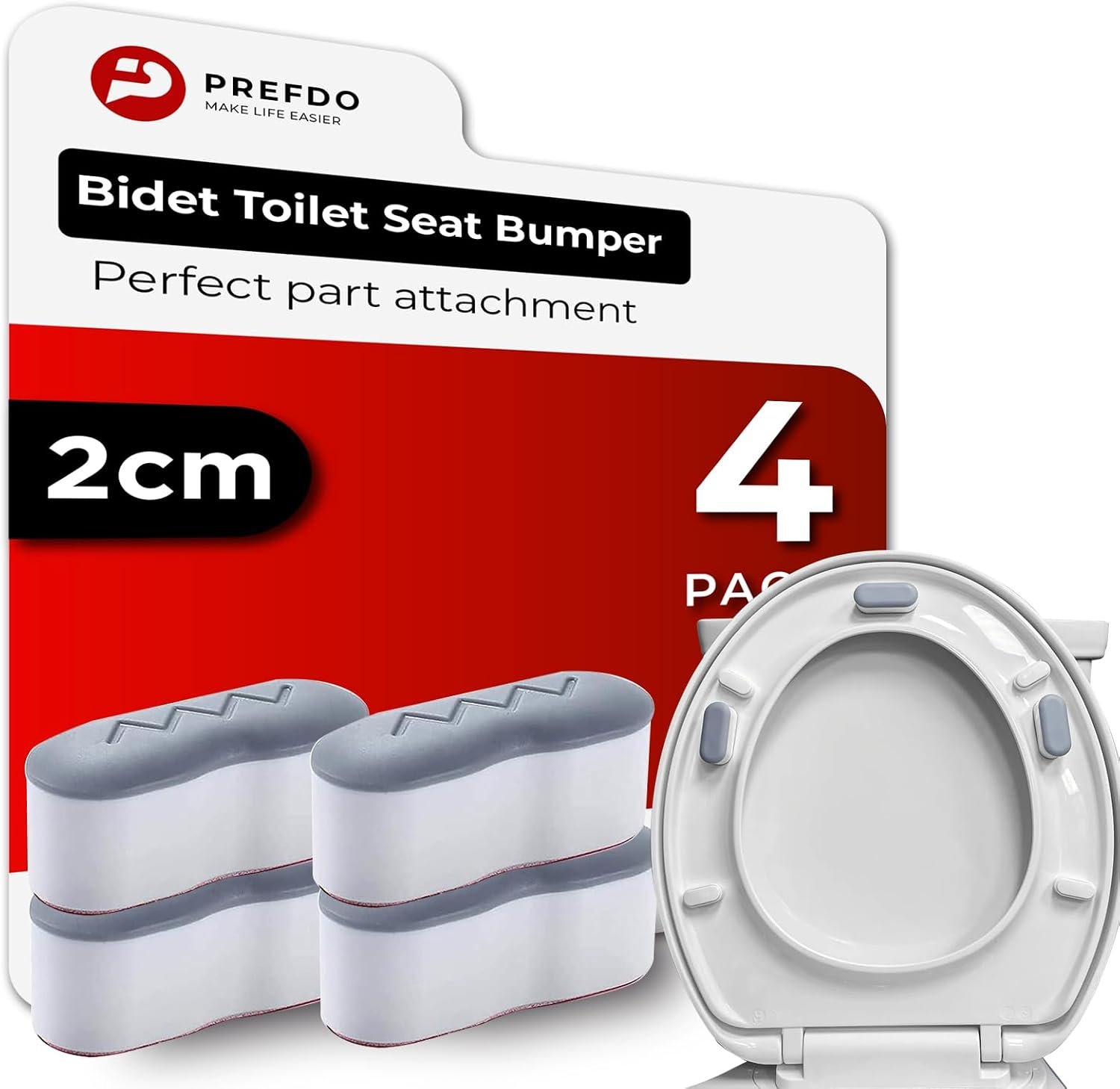 Bidet Toilet Seat Bumpers, Prefdo 4 PCS Strong Adhesive Toilet Seat Attachment Pads, Universal Seat Bumper for Bidet Fitting