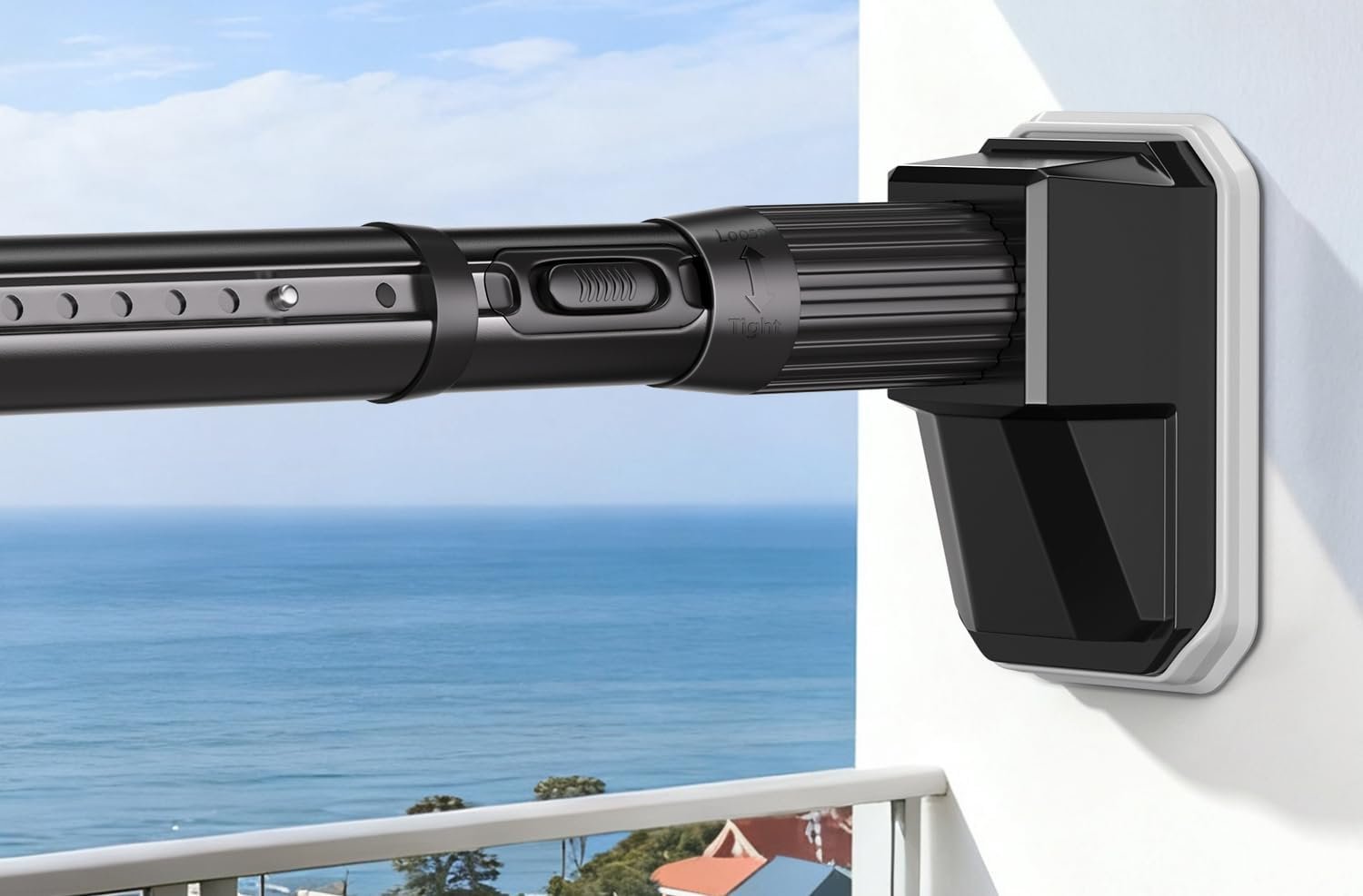 FADOTY Tension Curtain Rod No Drilling, 41-139 Inch Heavy Duty Shower Rod | One-click Adjustable, 75 lb Support, Rustproof, Non-slip, Easy Installation for Patio Bathroom Windows Room Divider, Black