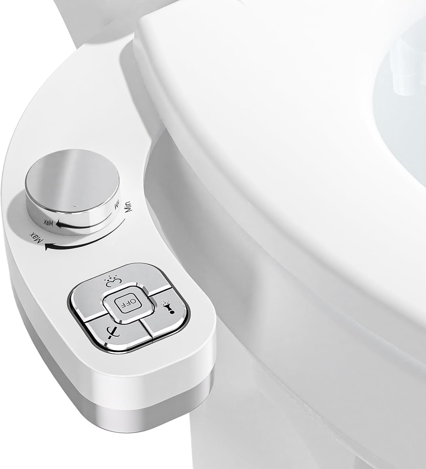 Bidet Attachment for Toilet, Dual Nozzle (Frontal and Rear Wash) Non-Electric Fresh Water Toilet Seat Attachment with Nozzle Self Cleaning, Adjustable Water Pressure(Chrome Silver)