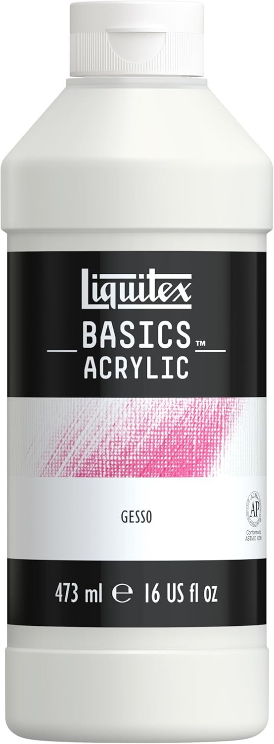 Liquitex BASICS Gesso Surface Prep Medium, 473ml (16-oz) Bottle, White