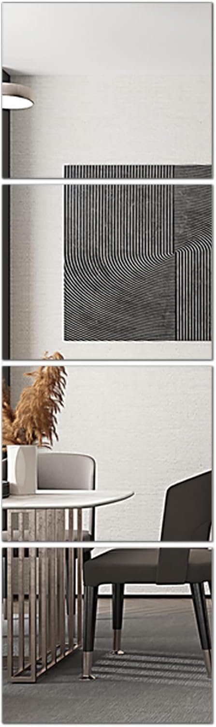 Glass Full Length Wall Mirror Tiles, 14” x 12” 4PCS | Frameless, Body Tiles for Bedroom, Mounted Home Gym, Door